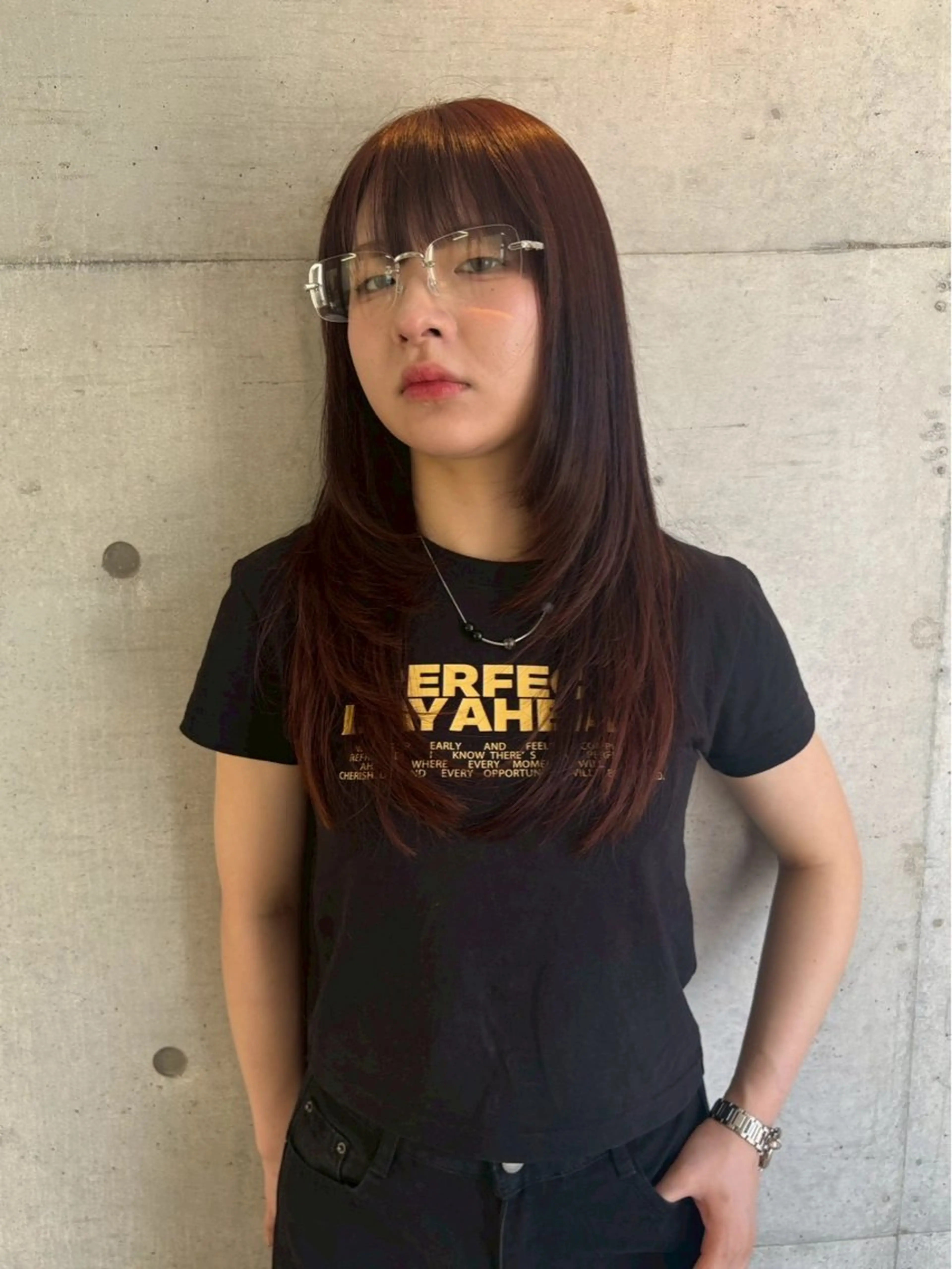 ロング カラー ヘアアレンジ ブリーチ ブリーチなしカラー ハッシュカット 韓国風ヘア レイヤーカット カット トリートメント umu.［韓国ヘア /レイヤーカット］のヘアスタイル