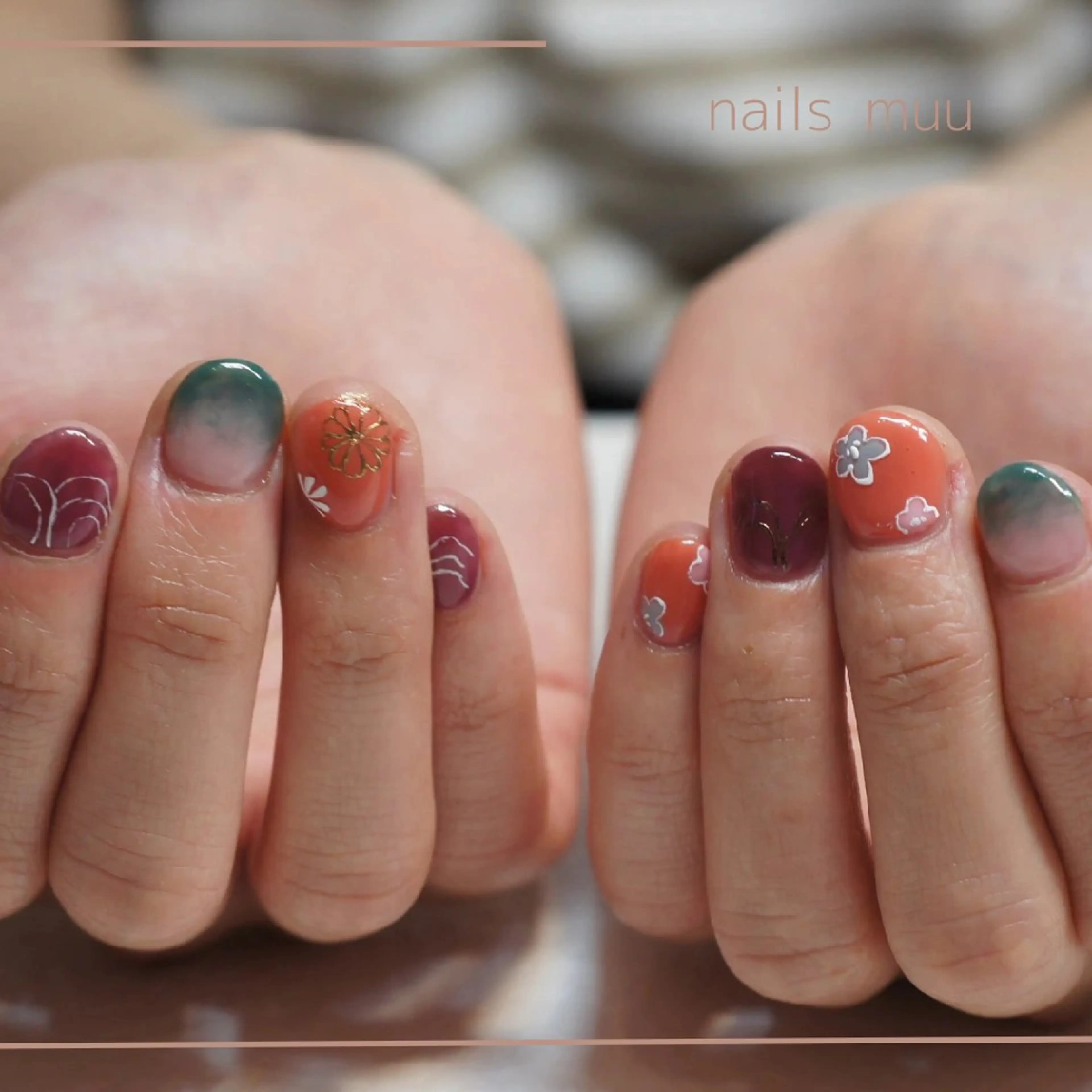 ネイル ブルー 卒業式 ハンドネイル nails muu まゆのネイルデザイン