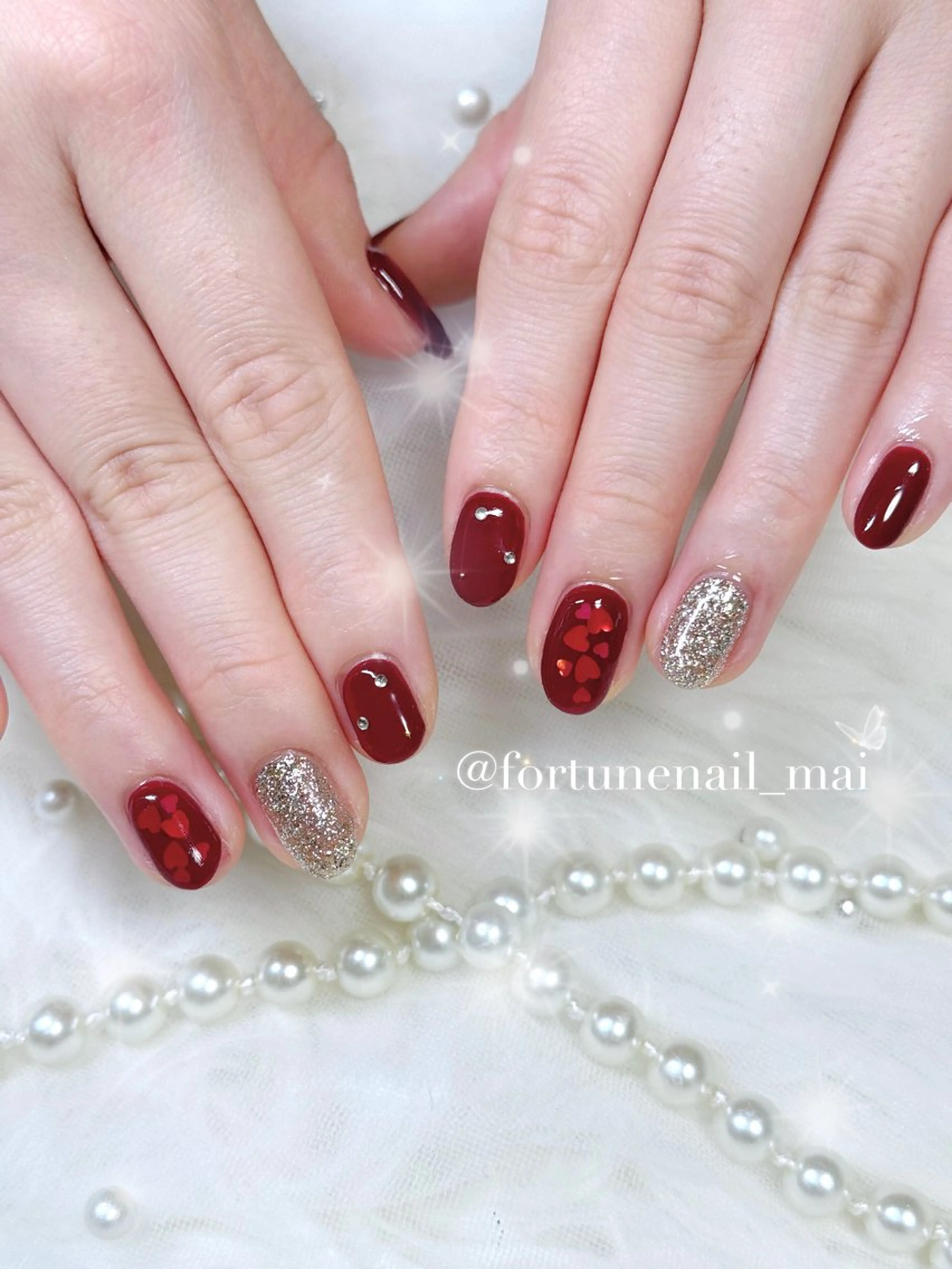 ネイル バレンタイン ハンドネイル 🎀Mai 🎀のネイルデザイン