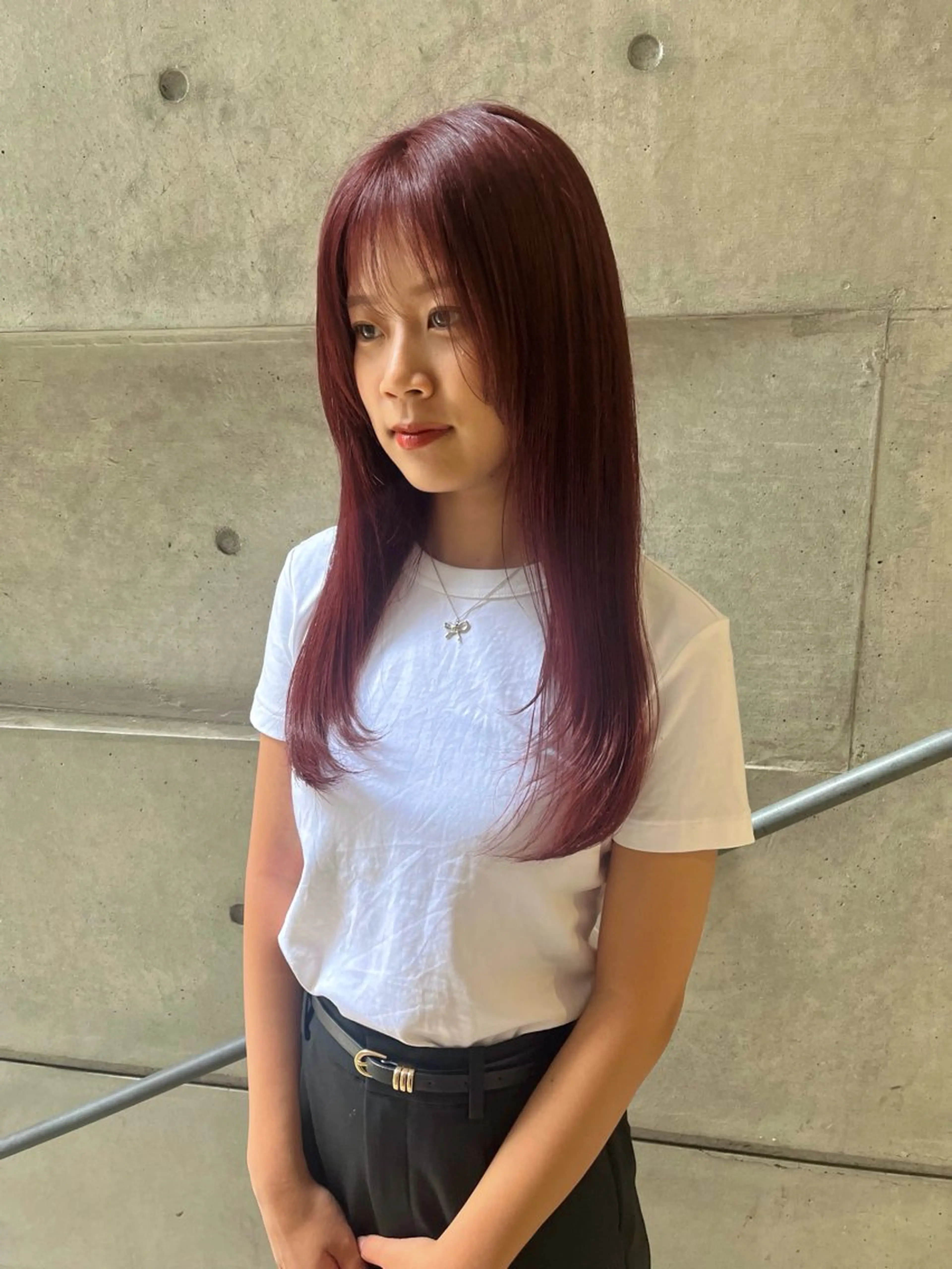 ロング カラー レイヤーカット カット ヘアカラー トリートメント 暖色/まろベージュ/ シカタユウカのヘアスタイル