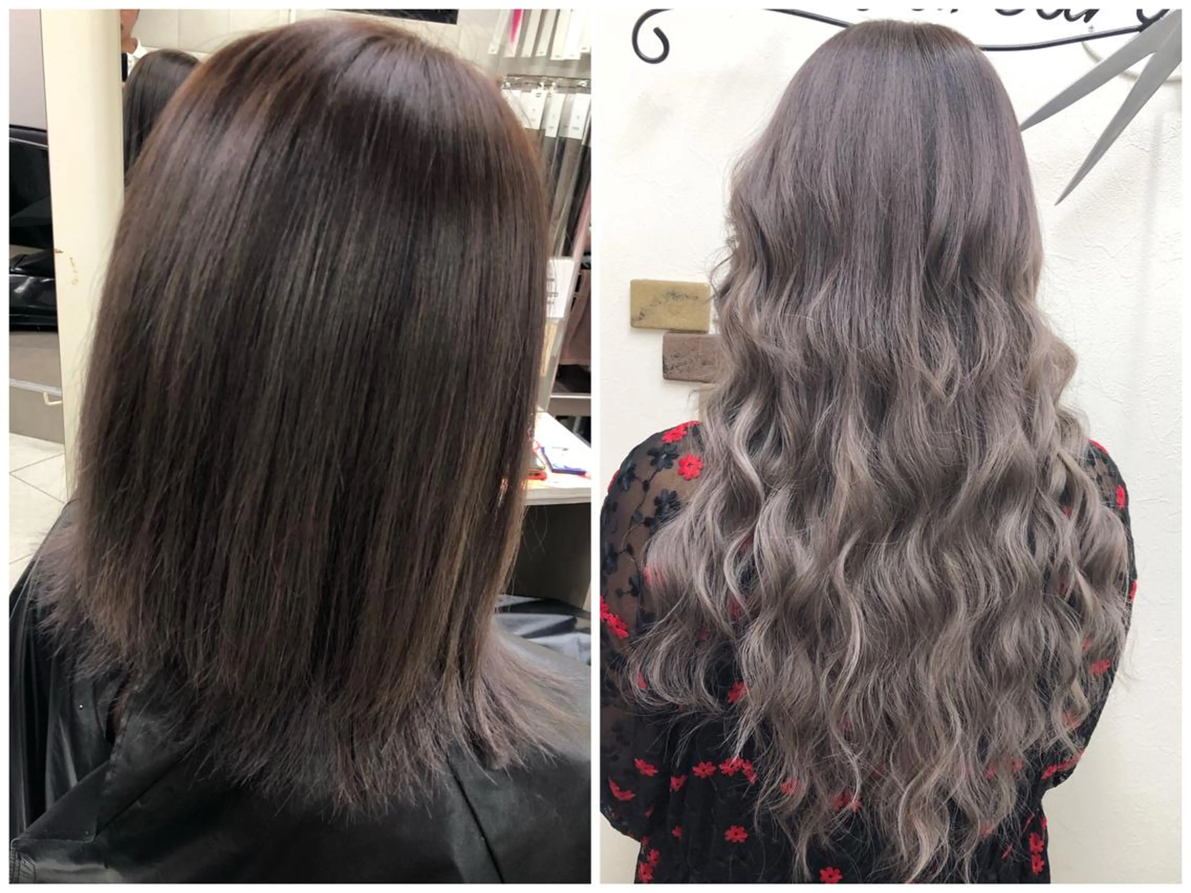 ロング アッシュ ヘアカラー トリートメント エクステ 池袋🧡ダブルカラー /馴染ませエクステのヘアスタイル