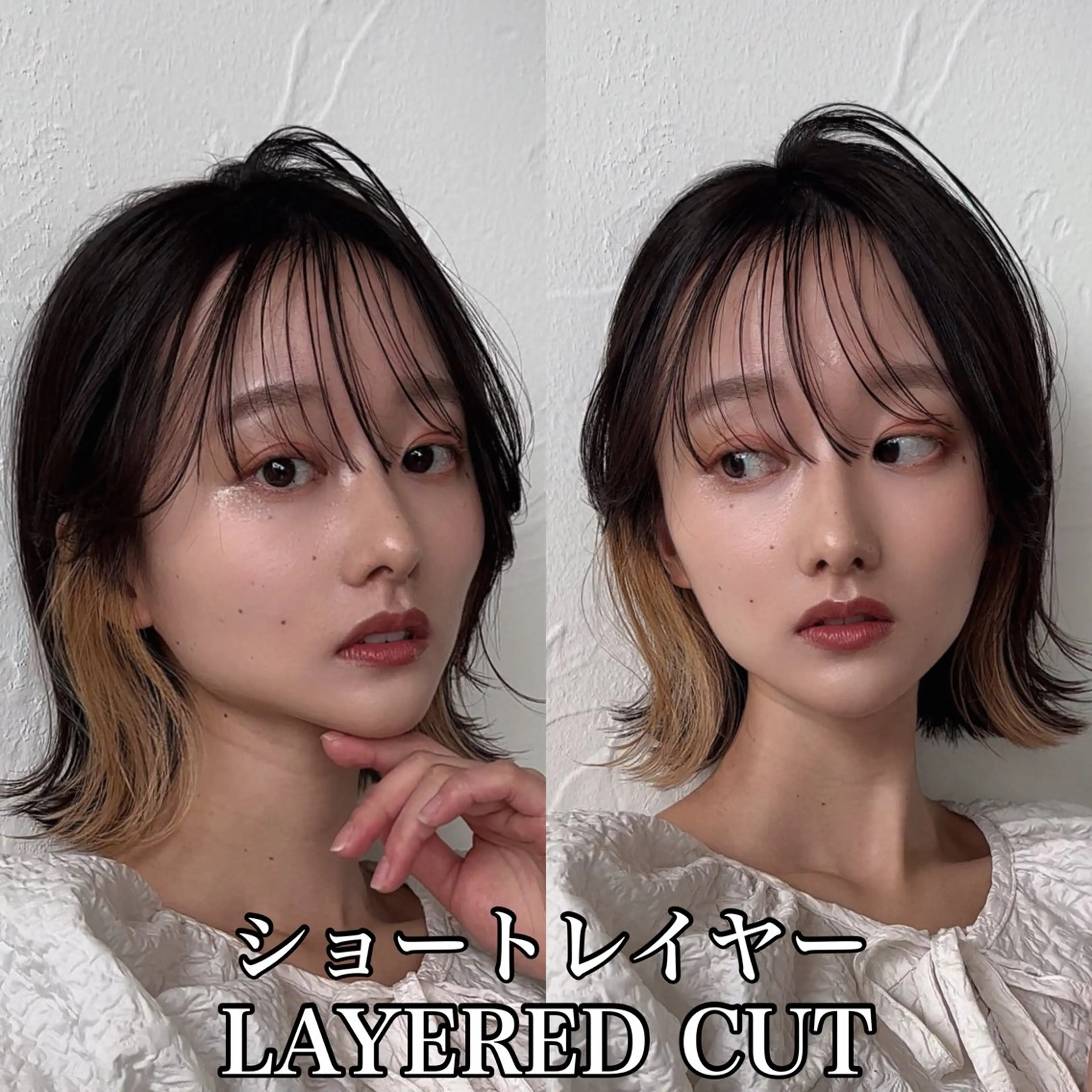 ショート カラー イヤリングカラー レイヤーカット 四日市/縮毛矯正/ ダメージレスカラーのヘアスタイル