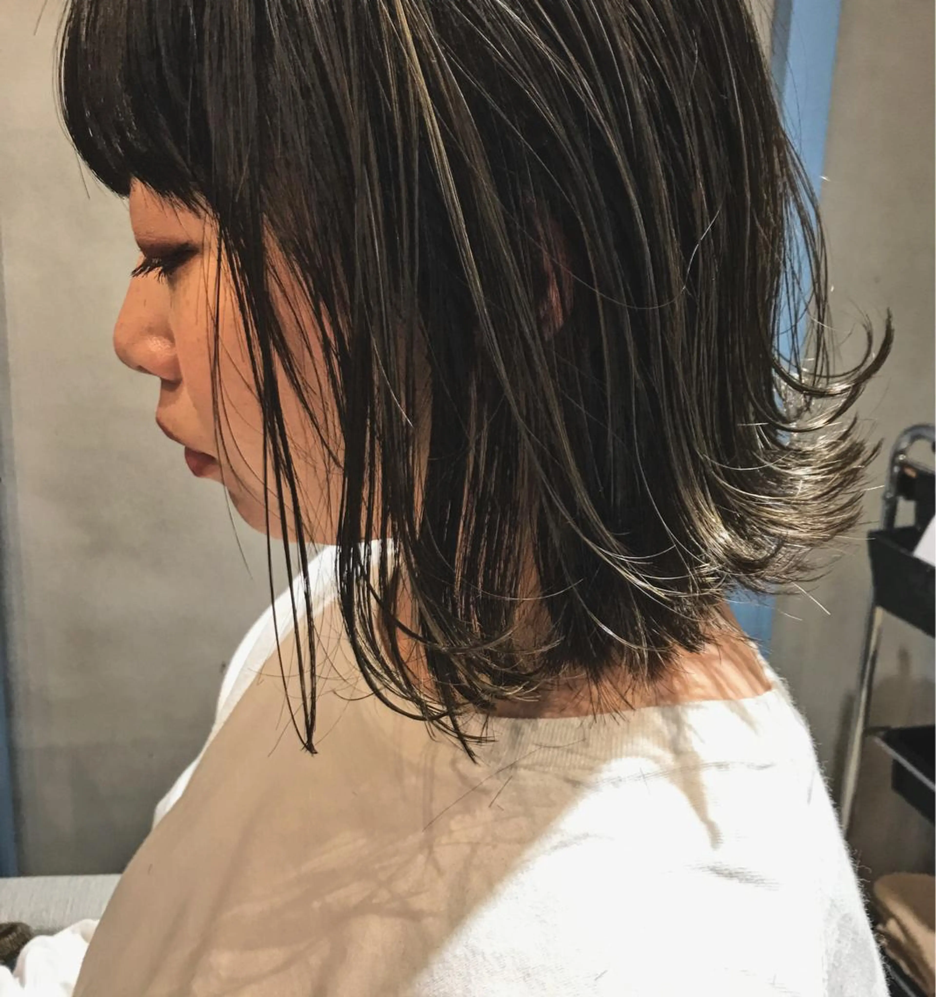 ミディアム ハイライト カット ヘアカラー トリートメント 所渉/韓国レイヤー /ウルフカットのヘアスタイル