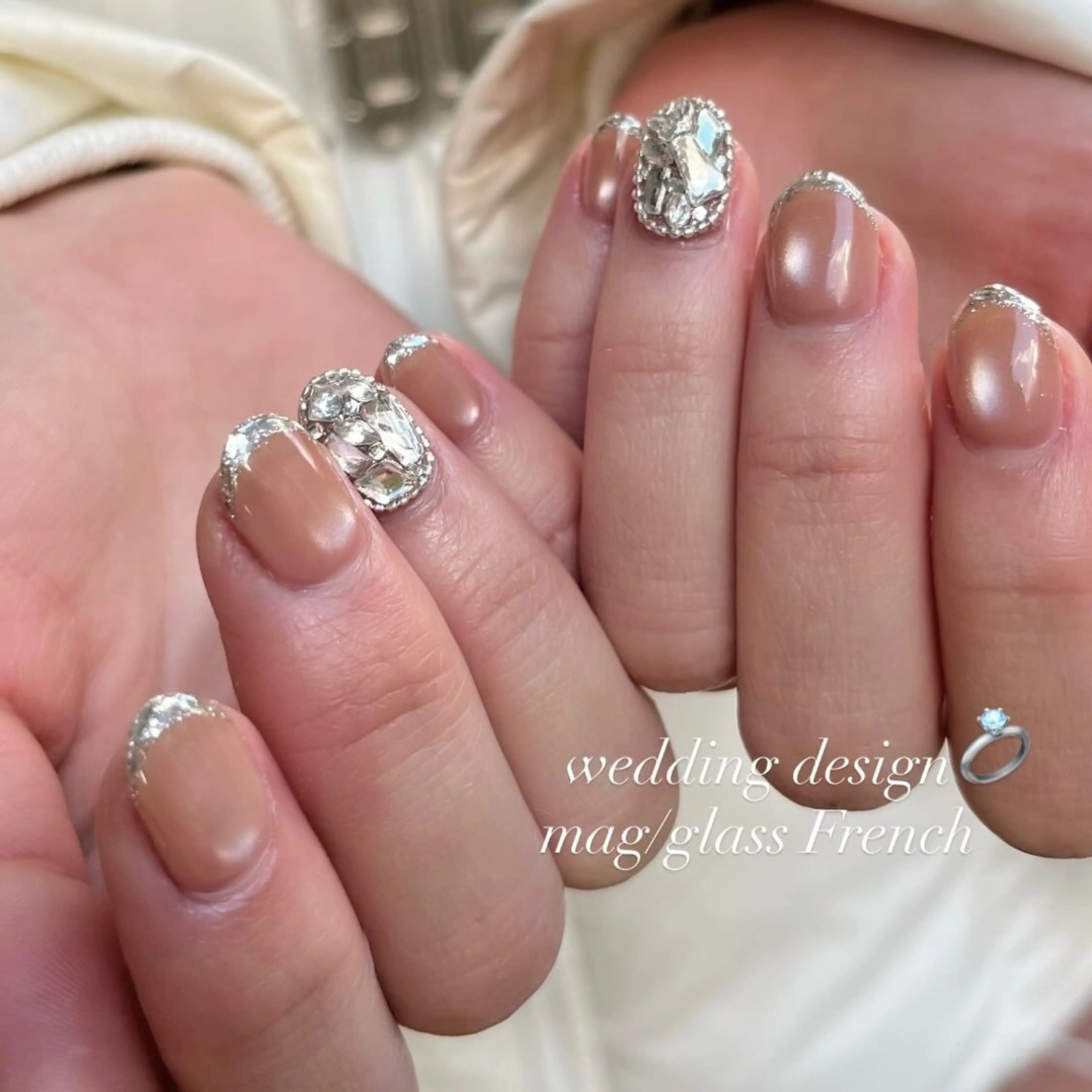 ネイル フレンチネイル ガラスフレンチ マグネットネイル ブライダルネイル ハンドネイル ballie／小野原 なつみのネイルデザイン