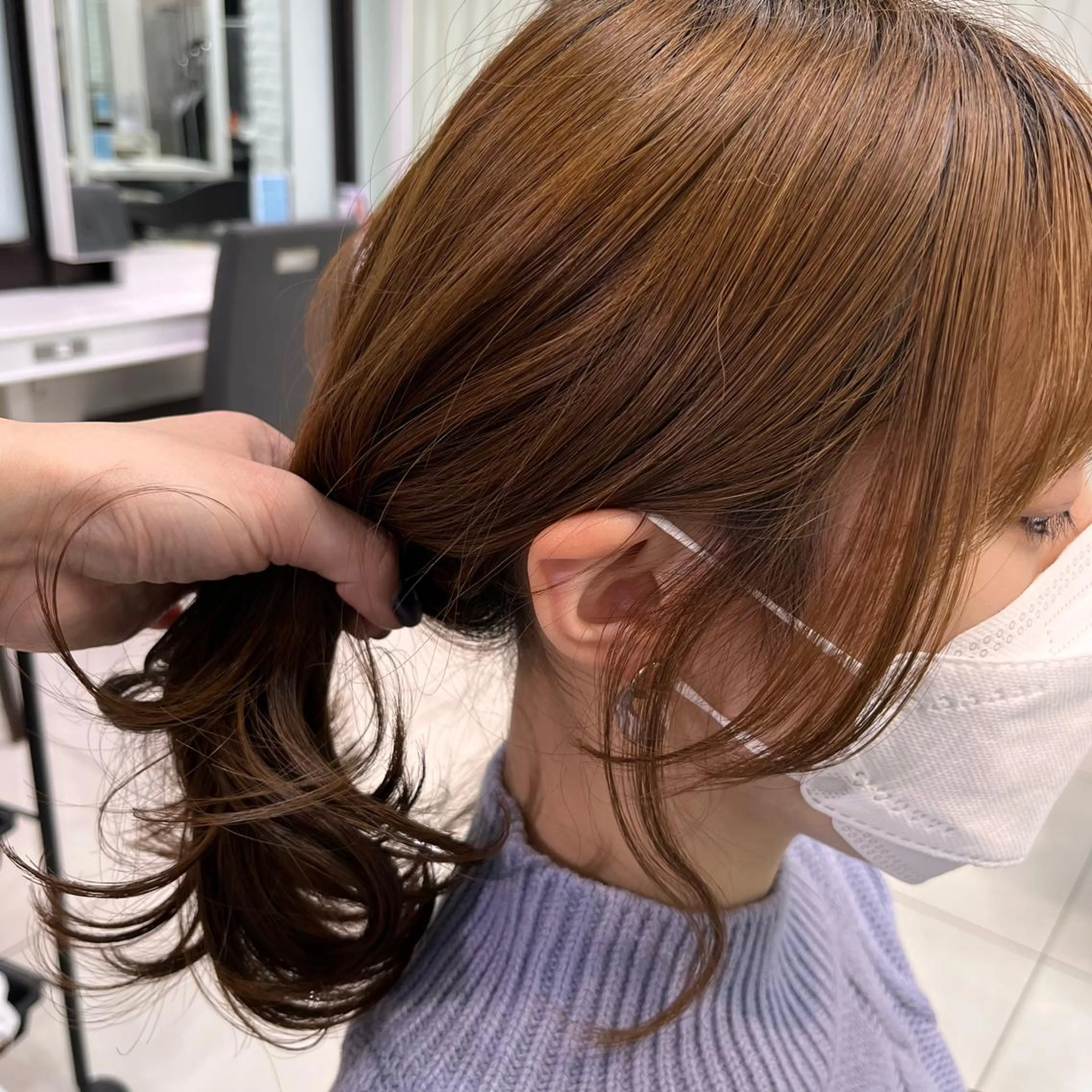 ミディアム おくれ毛 メンズ縮毛矯正🦊ハ イトーン　RYOKAのヘアスタイル