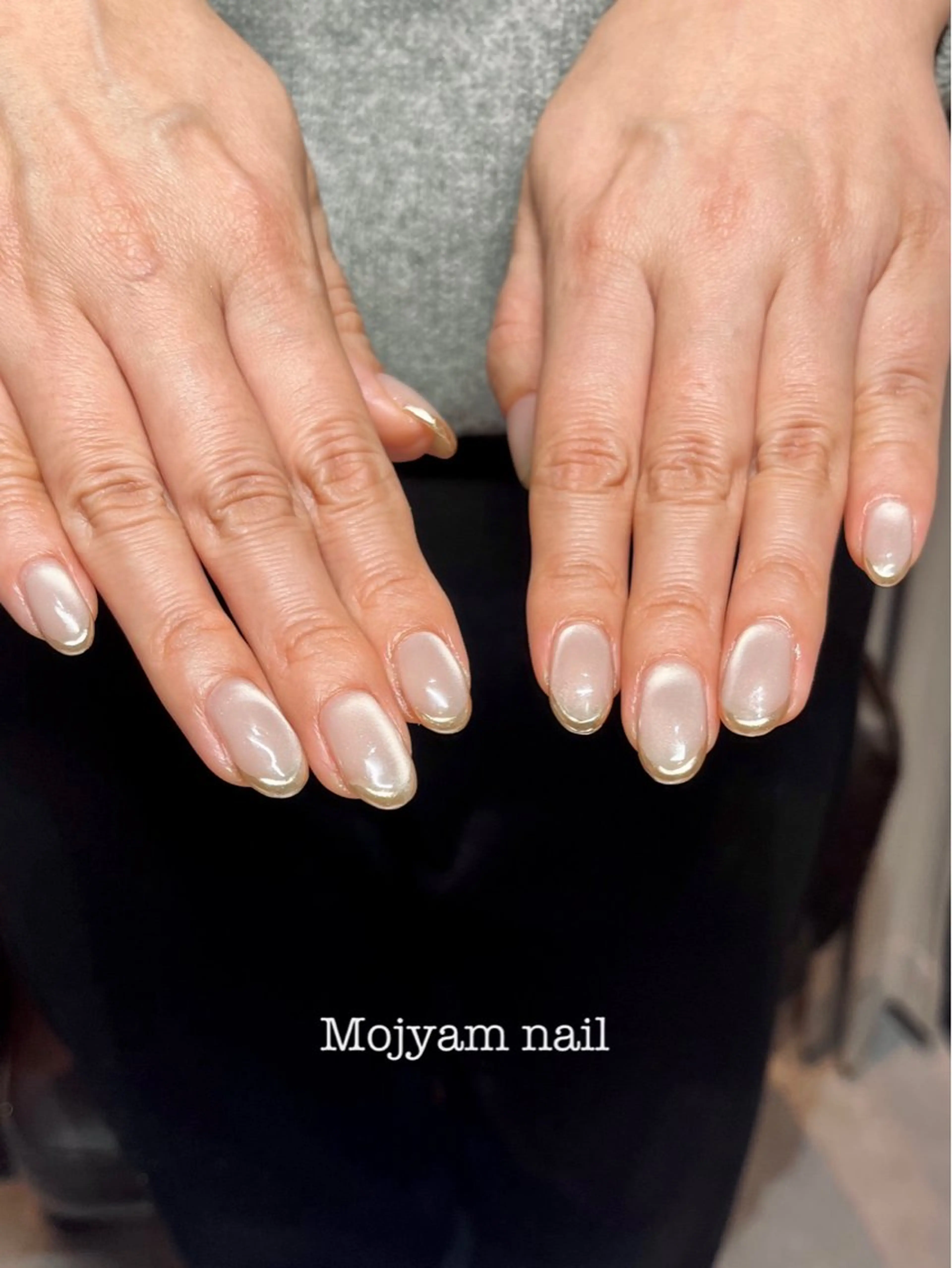 ネイル フレンチネイル ジェルネイル ゴールド 氷ネイル・うるうるネイル マグネットネイル ハンドネイル Mojyam nail所属・松本 実咲のネイルデザイン