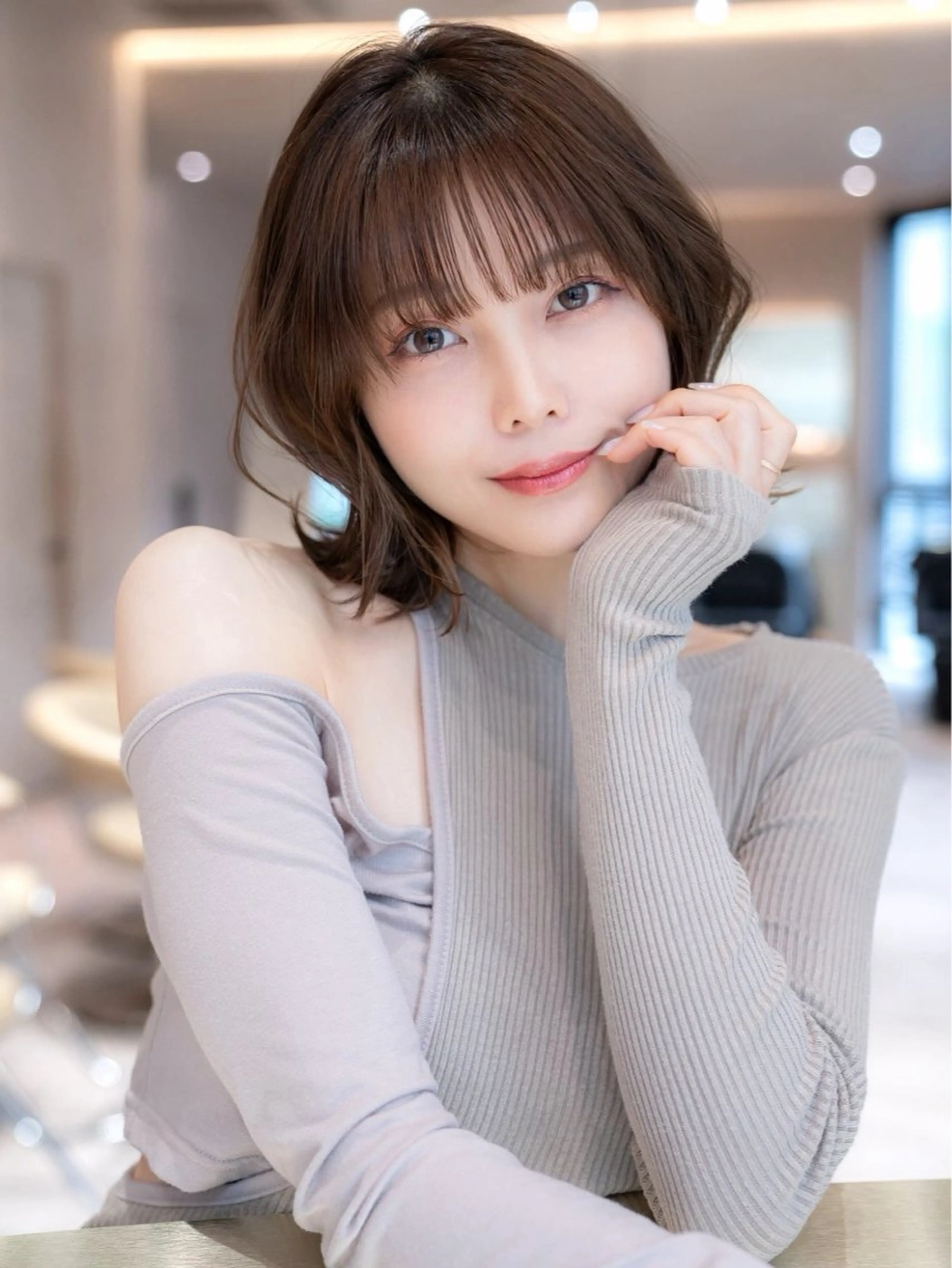 ミディアム カラー カット ヘアカラー トリートメント 垢抜けボブカット /楓のヘアスタイル