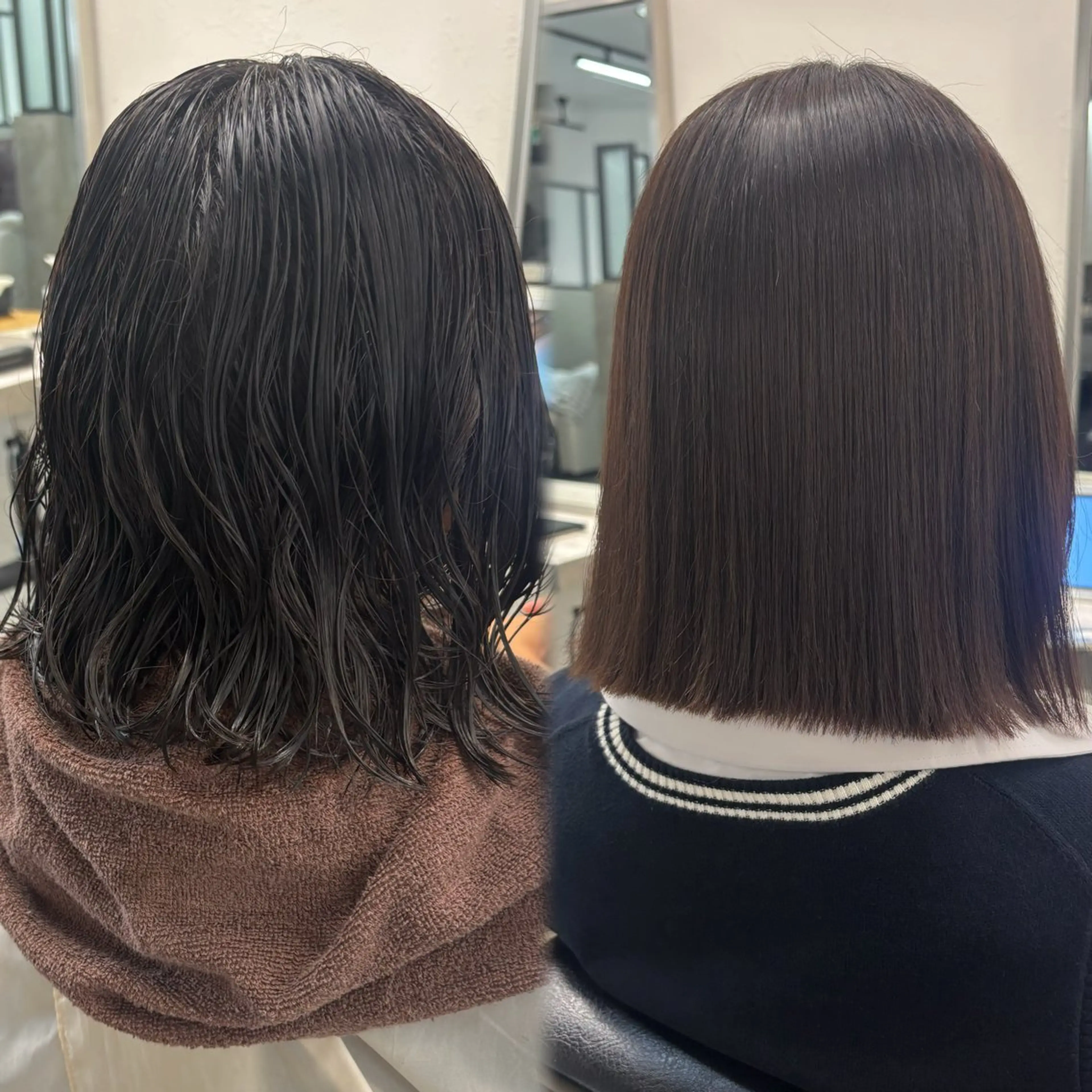 ミディアム 髪質改善/縮毛矯正/ 暖色カラー🎀🪞のヘアスタイル
