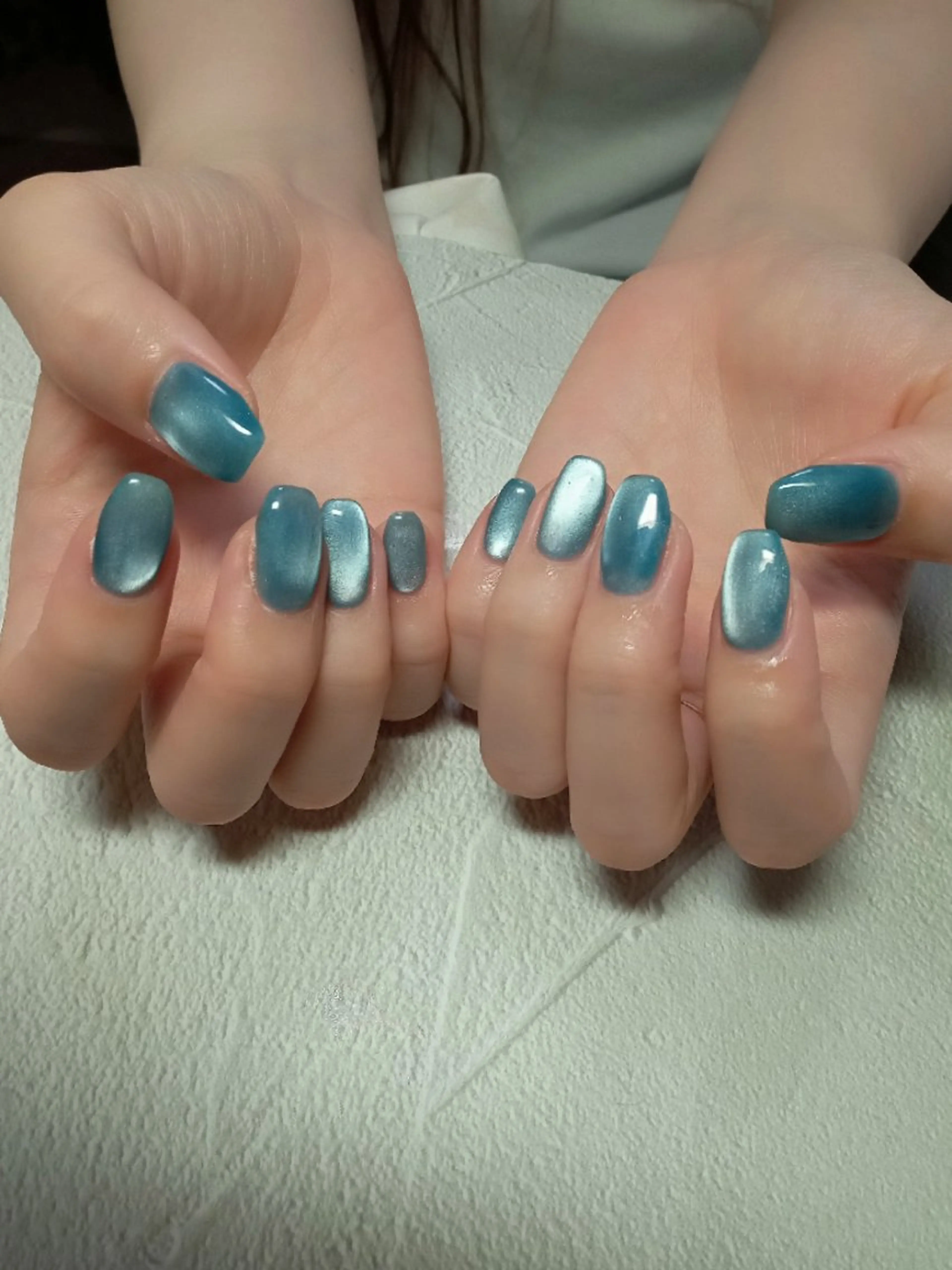 ネイル ハート キラキラネイル マグネットネイル ビー玉ネイル オフィスネイル ハンドネイル flure de neige yukiのネイルデザイン