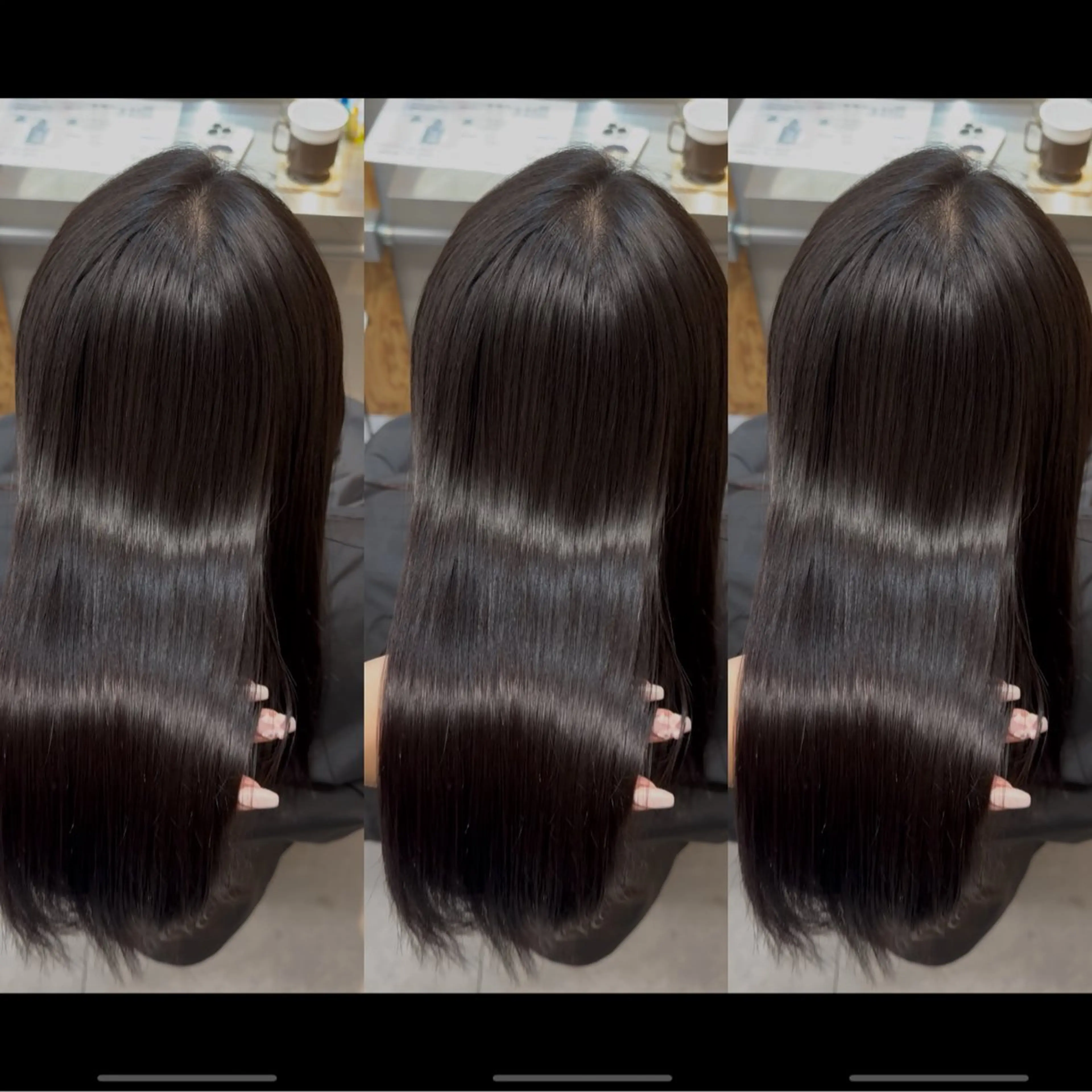 ロング パーマ くせ毛 縮毛矯正 ストレートパーマ 縮毛矯正 暖色カラー/縮毛矯正 なーな🎀🤍のヘアスタイル