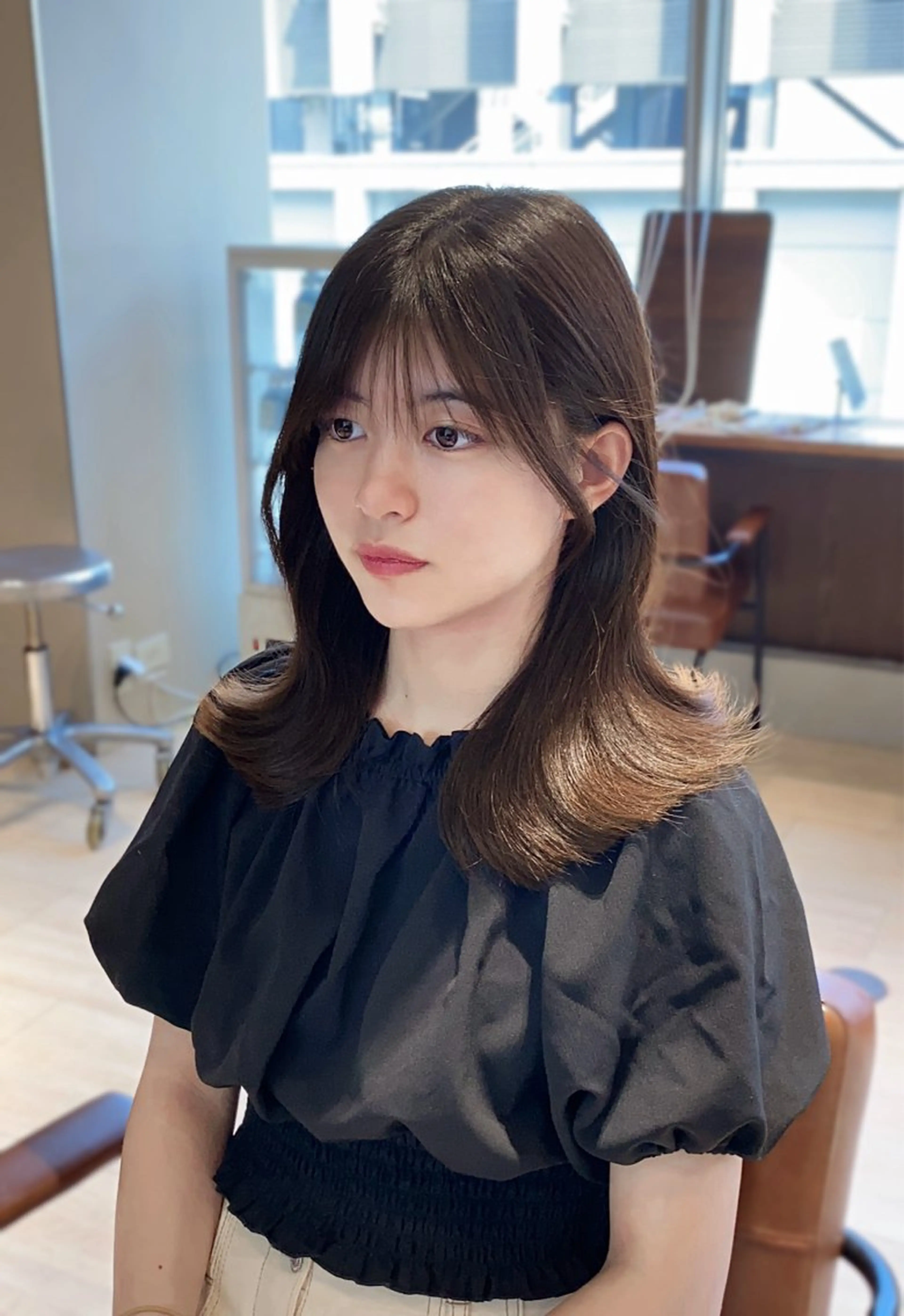 ミディアム カラー ヘアアレンジ カット ヘアカラー トリートメント 最小顔周りカット/ くびれヘア/窪田洸希のヘアスタイル