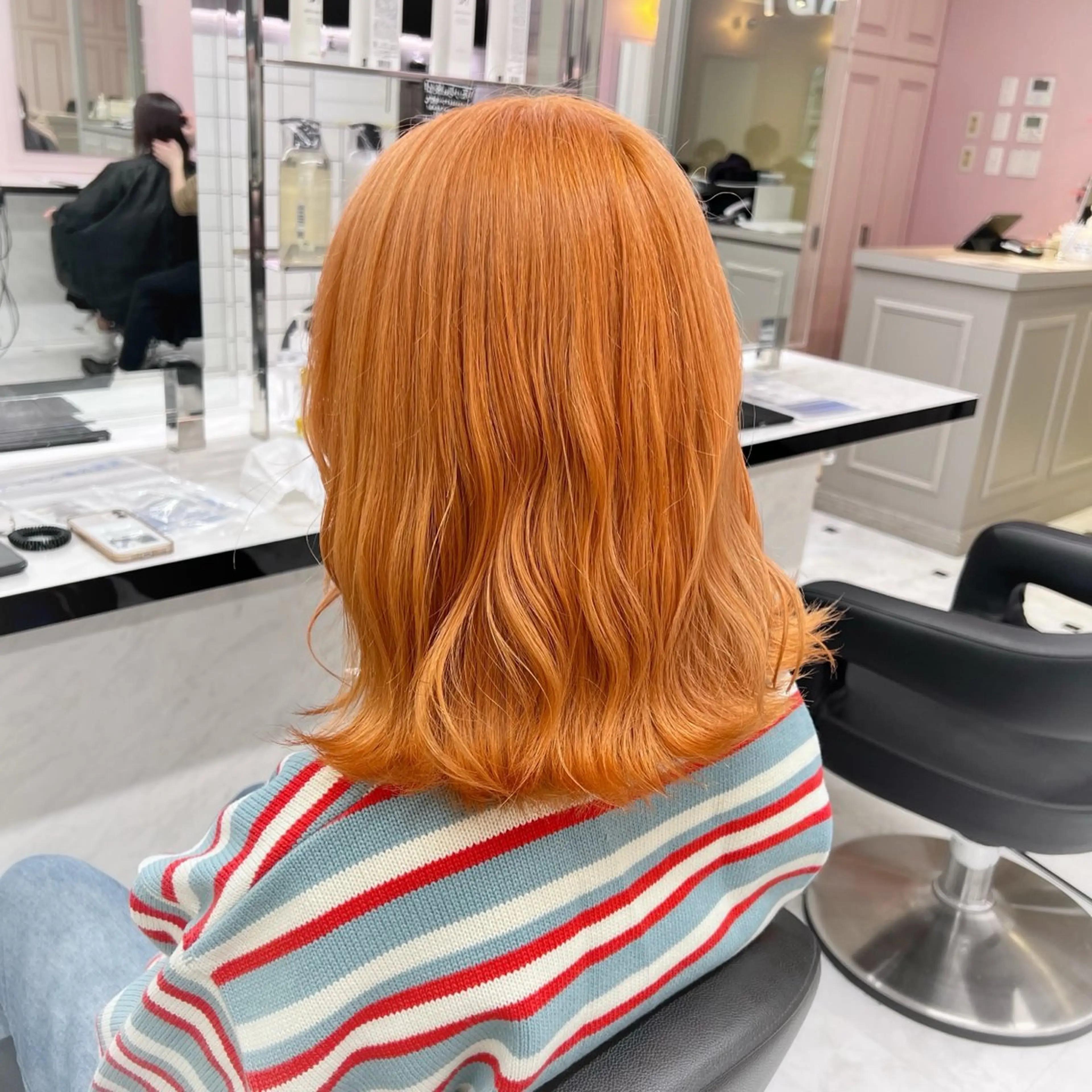 ミディアム カラー ヘアアレンジ オレンジ ヘアカラー トリートメント ヘッドスパ ヘアセット 💕上野美容師☁ ブリーチ💖サワのヘアスタイル