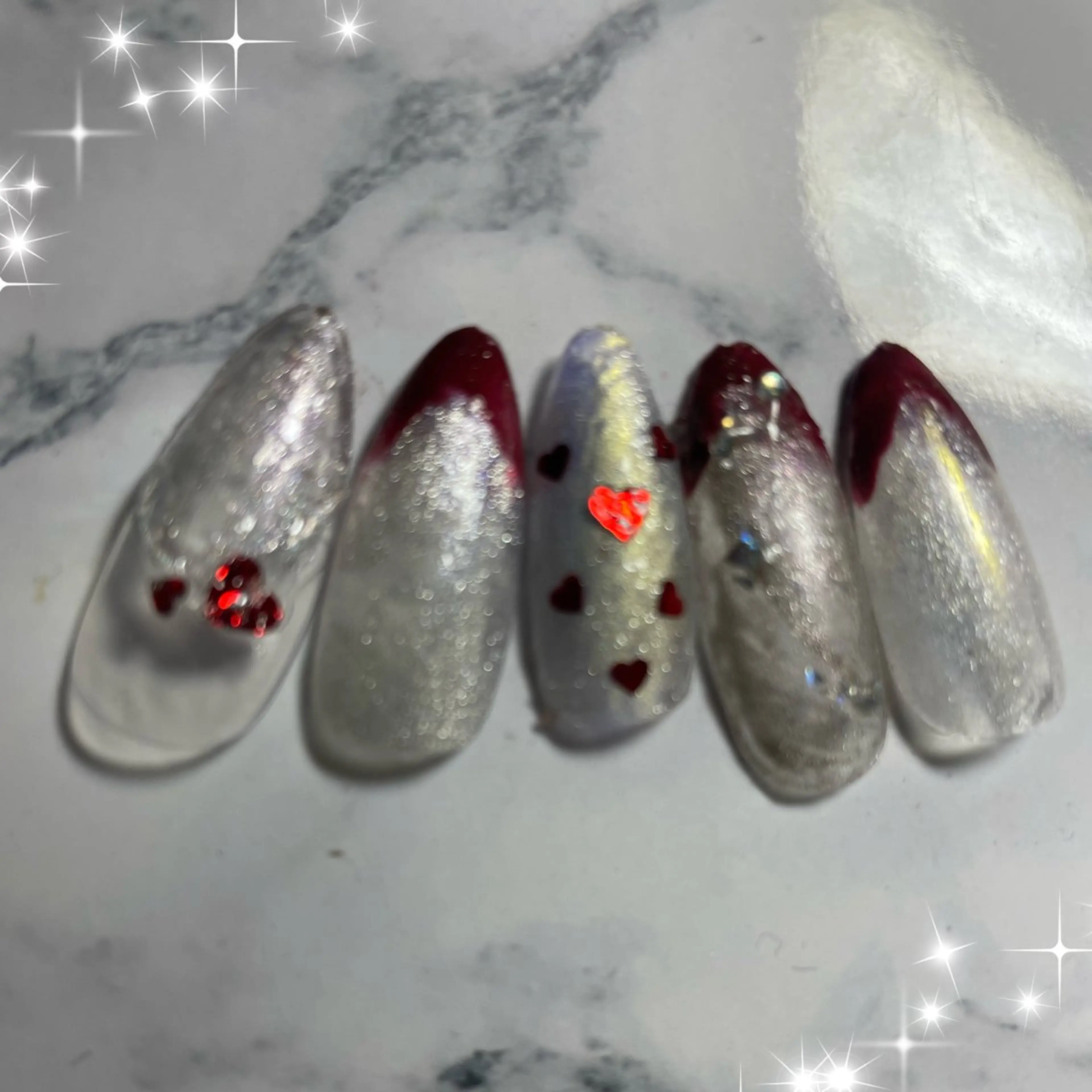 ネイル フレンチネイル ハート マグネットネイル バレンタイン NAIL★M 真紀のネイルデザイン