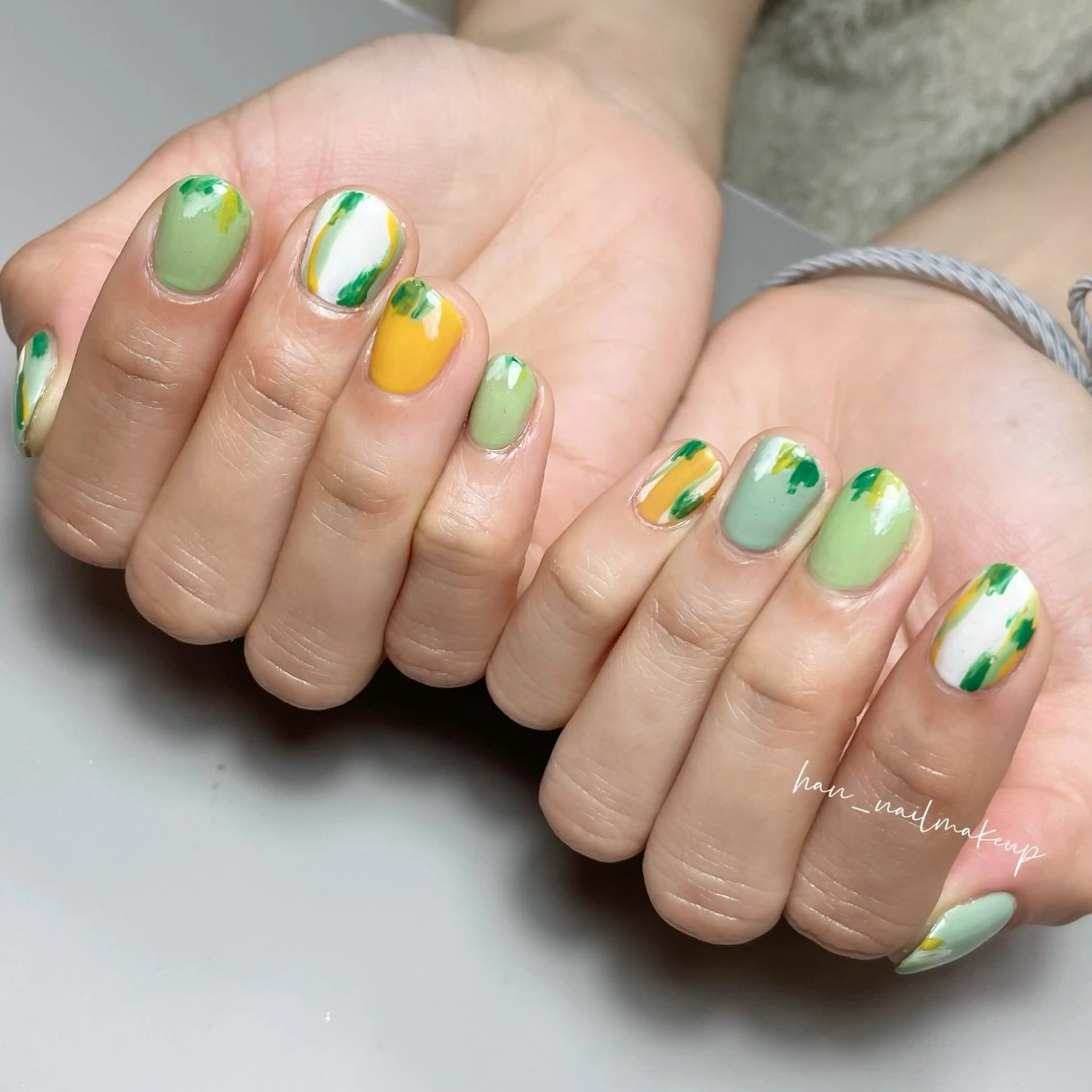 ネイル アートネイル ピスタチオネイル ハンドネイル Han Nail 【y&m】のネイルデザイン