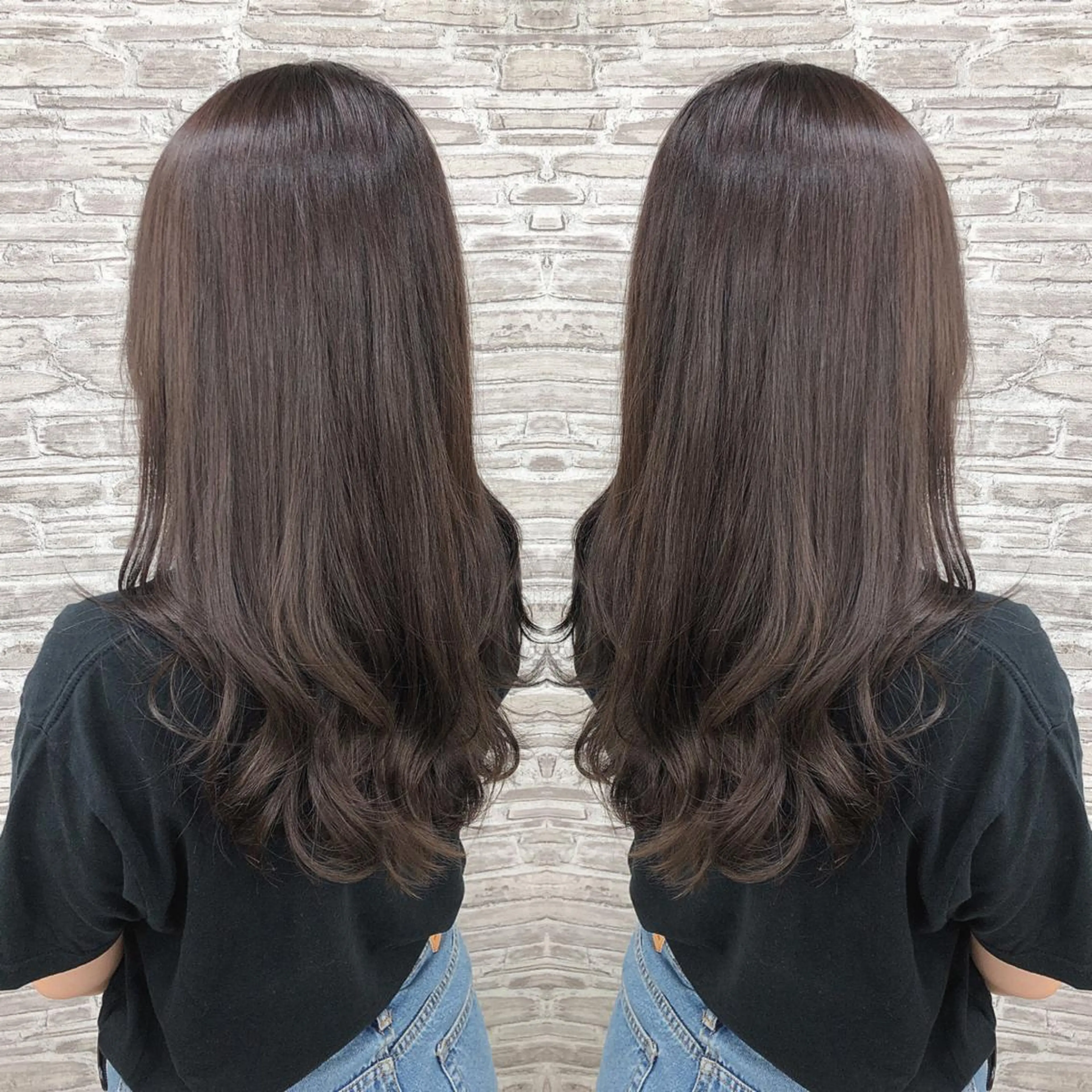 セミロング カラー カット ヘアカラー トリートメント ヘアセット 韓国ヘア🤍髪質改善 🇰🇷AKANEのヘアスタイル