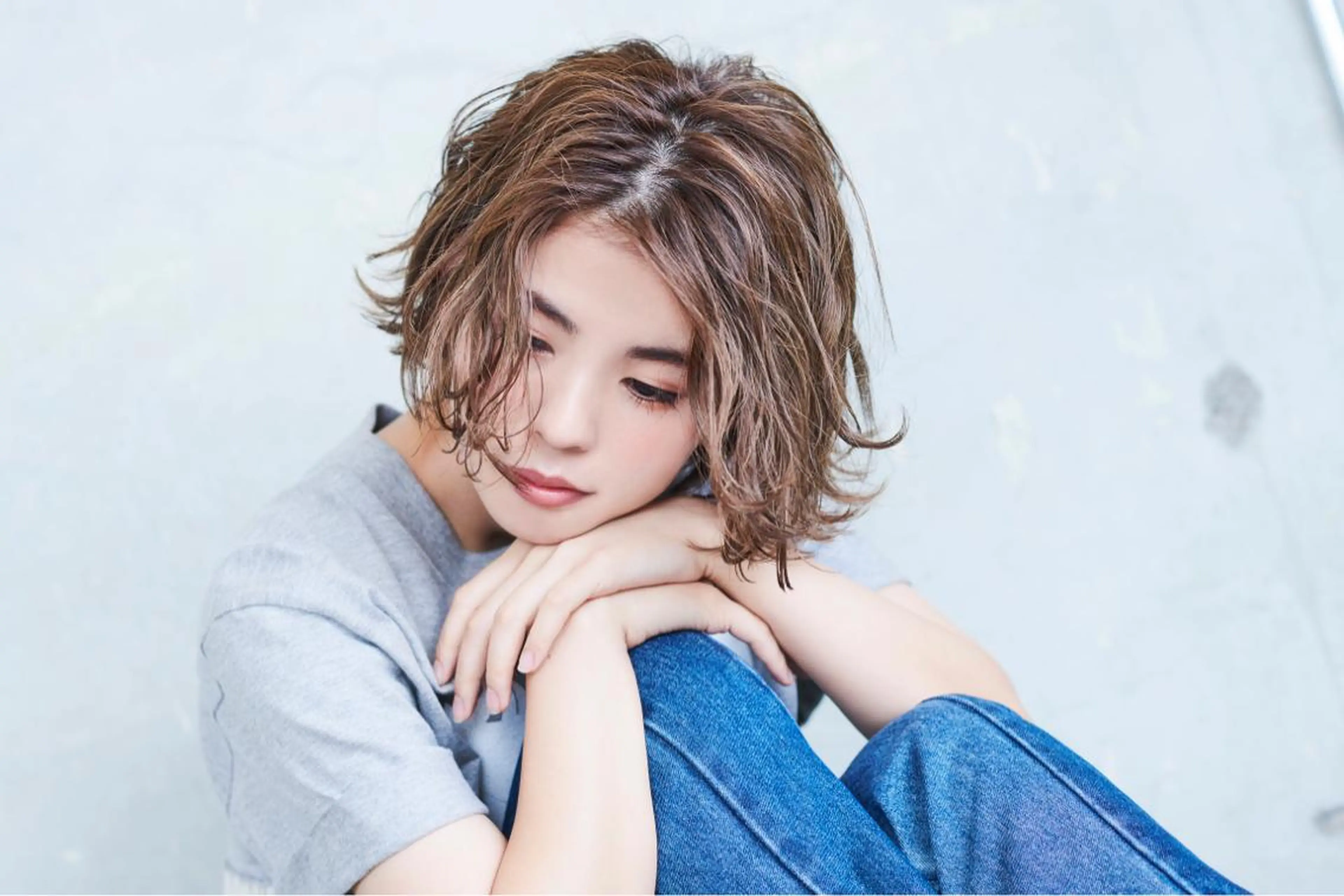 ショート カラー 前下がりボブ ショートボブ ハンサムショート ボブ くせ毛 レイヤー/韓国/ 顔周り/しんやのヘアスタイル