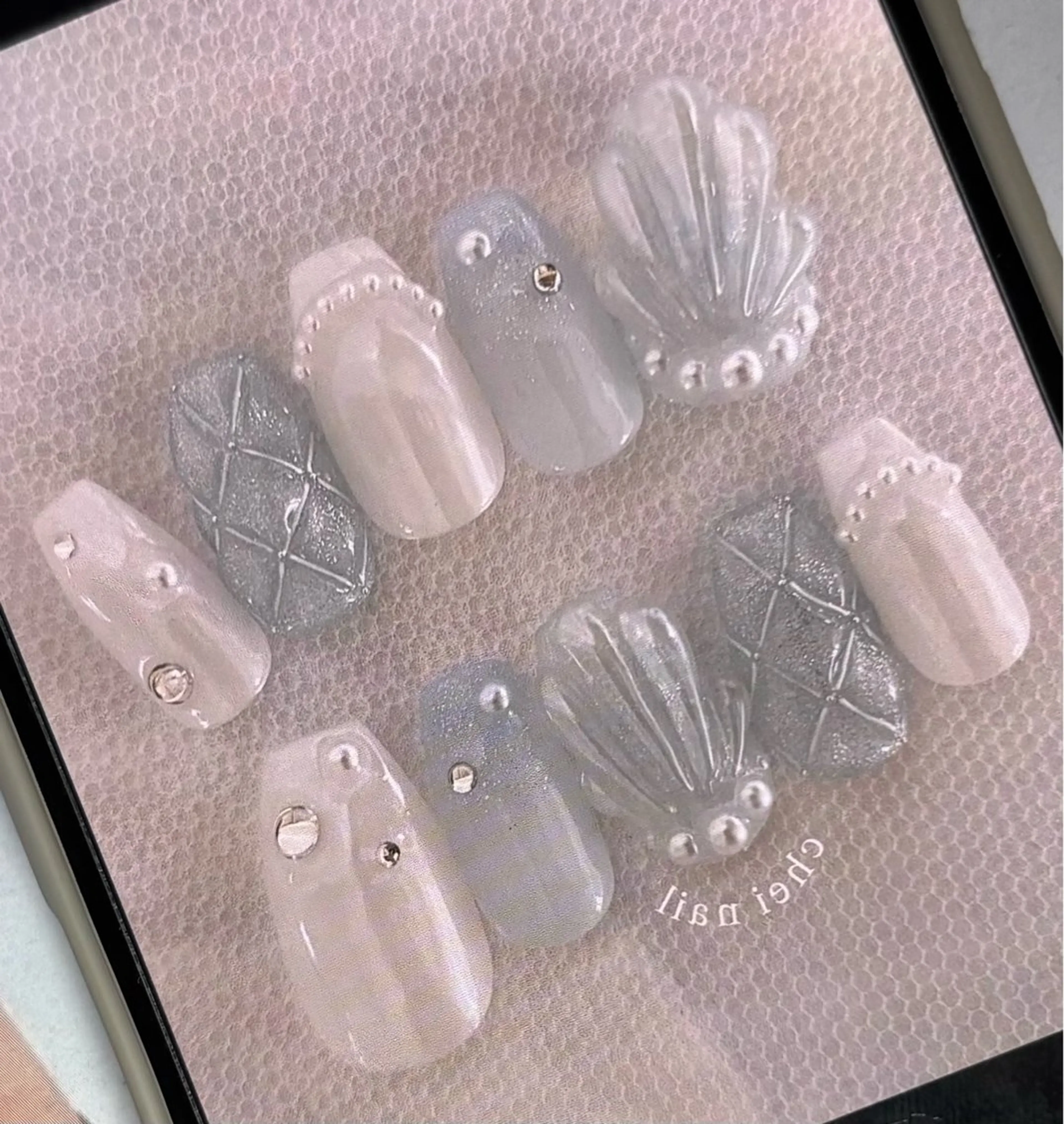 ネイル ハンドネイル H3 Nail Tsuki🦋💙のネイルデザイン
