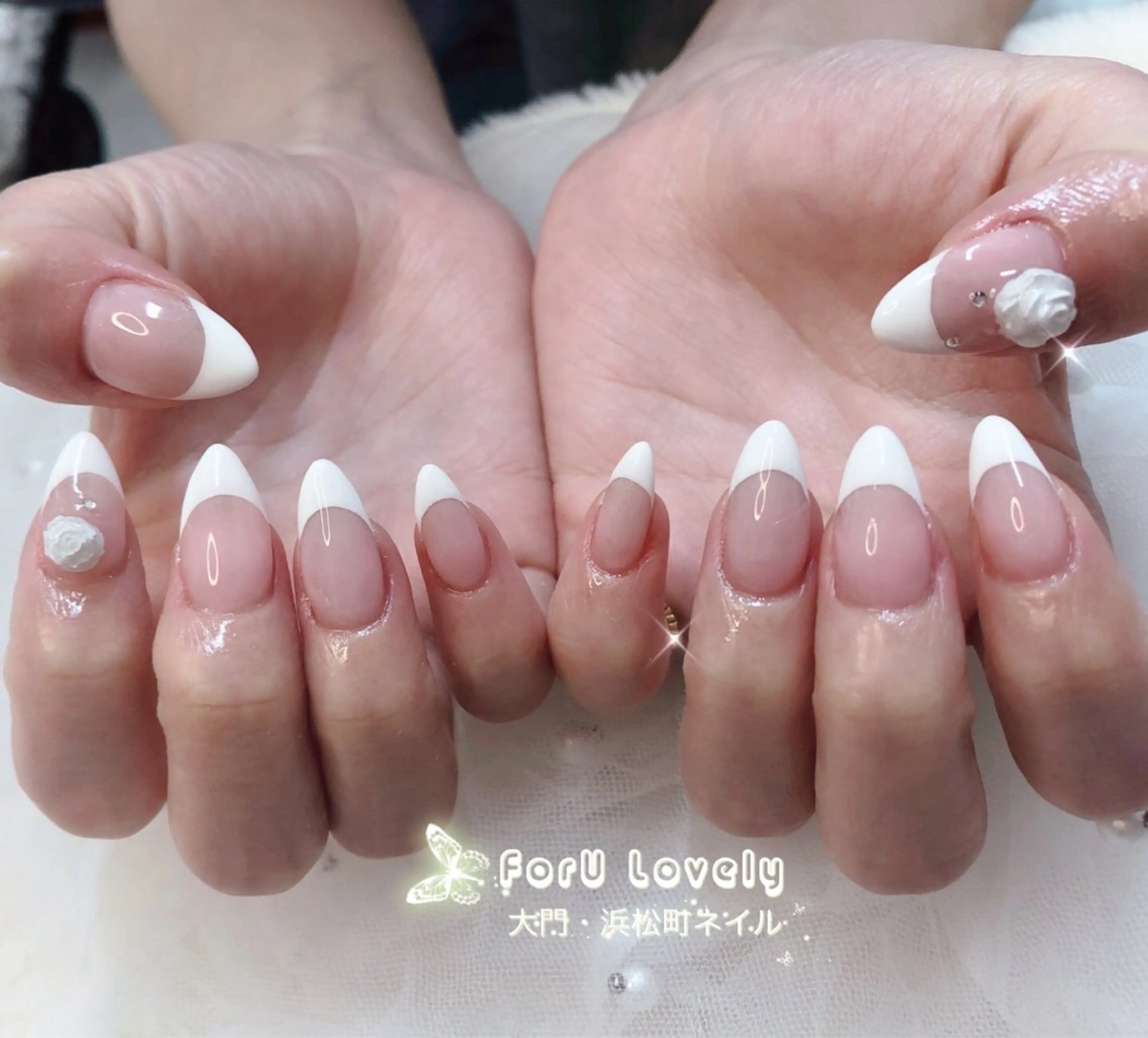 ネイル フレンチネイル ジェルネイル ガラスフレンチ グラデーション 韓国ネイル ハンドネイル ハンドケア 大門浜松町 ネイルのネイルデザイン