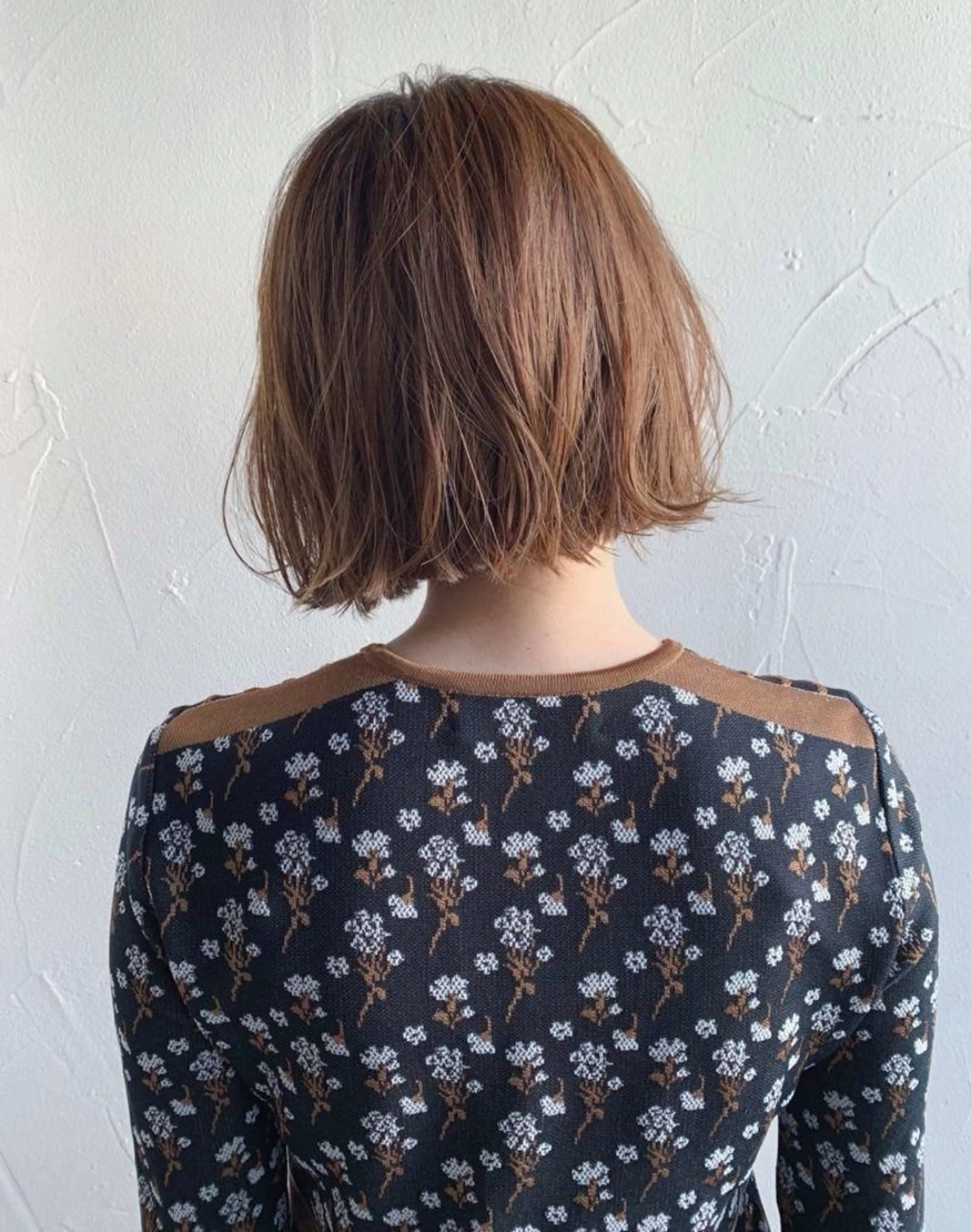 ミディアム カラー パーマ ミディアムパーマ ボブ 森山 陽菜のヘアスタイル