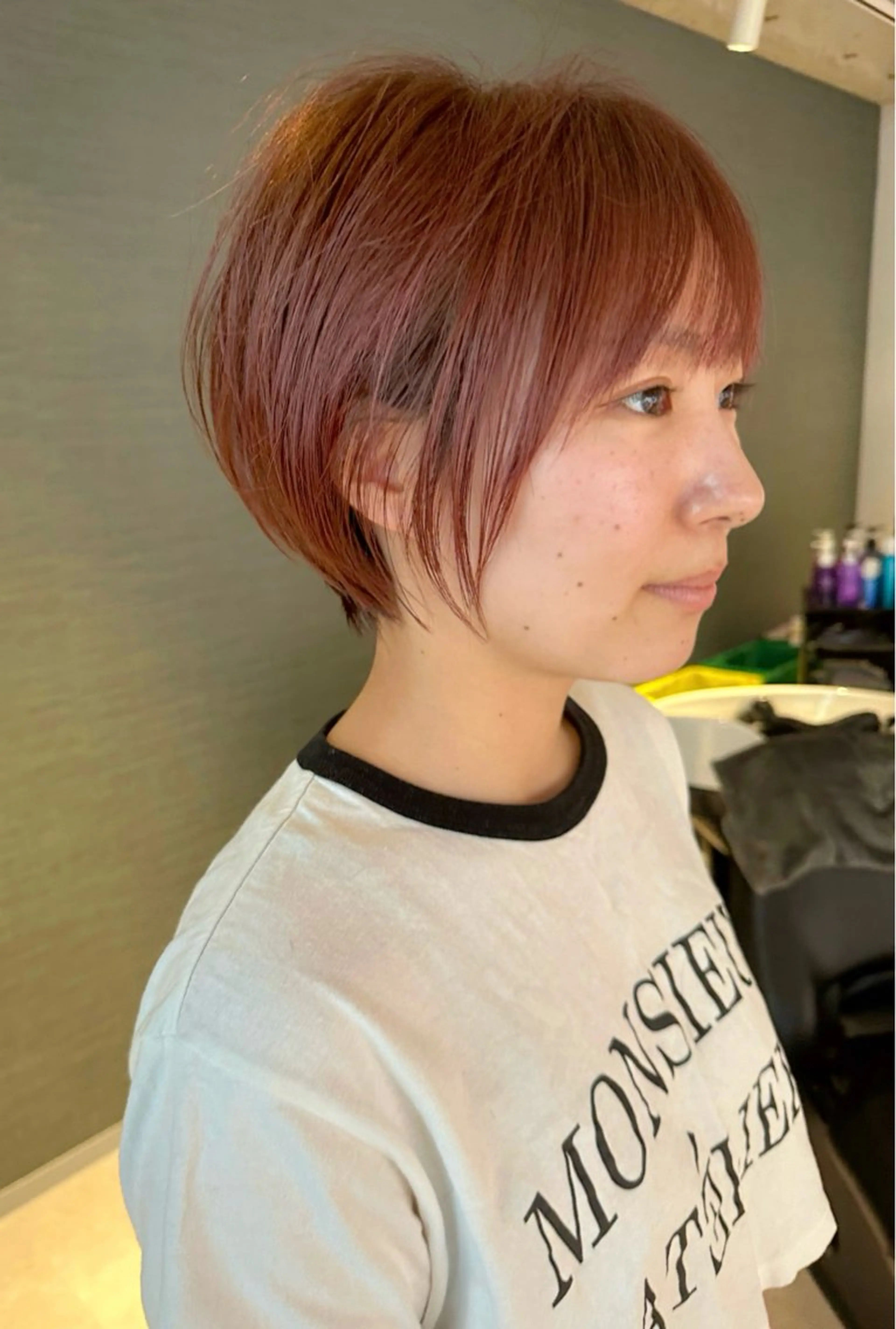 ショート カラー オレンジ ピンクカラー [amu]kaho /メンズカット🧃のヘアスタイル