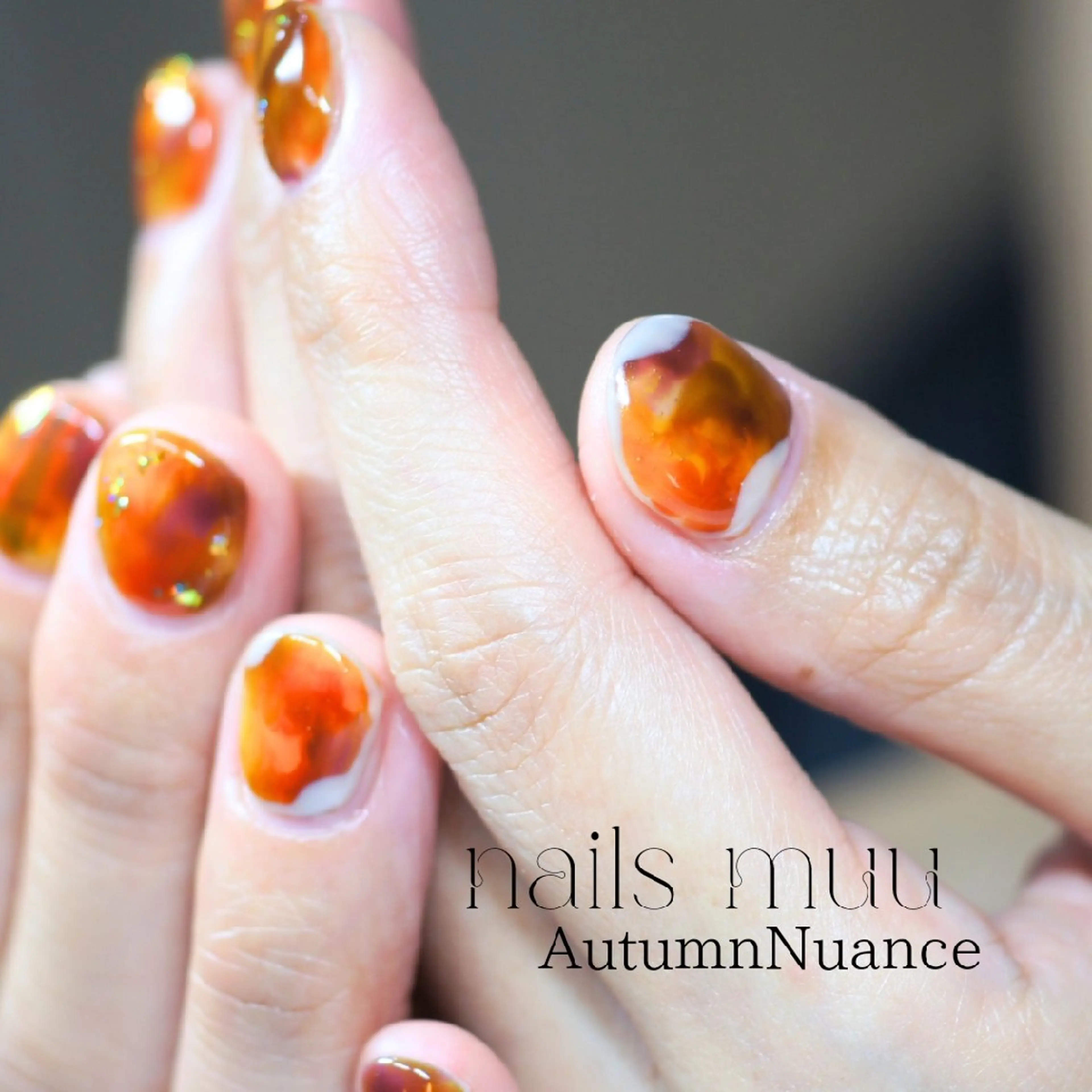 ネイル ブラウン キラキラネイル パープル nails muu まゆのネイルデザイン