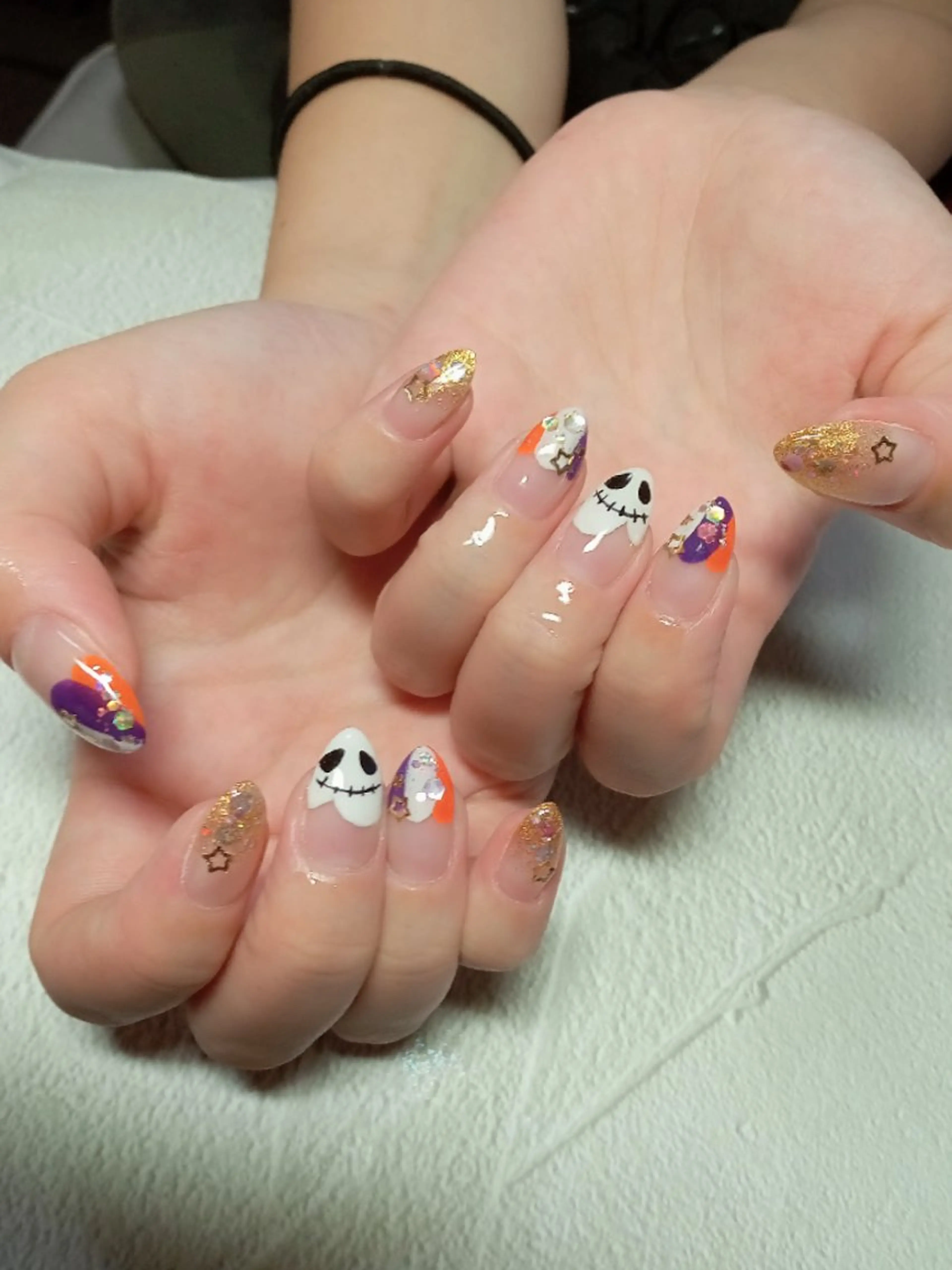 ネイル フレンチネイル ジェルネイル グラデーション ハロウィン キラキラネイル ハンドネイル flure de neige yukiのネイルデザイン