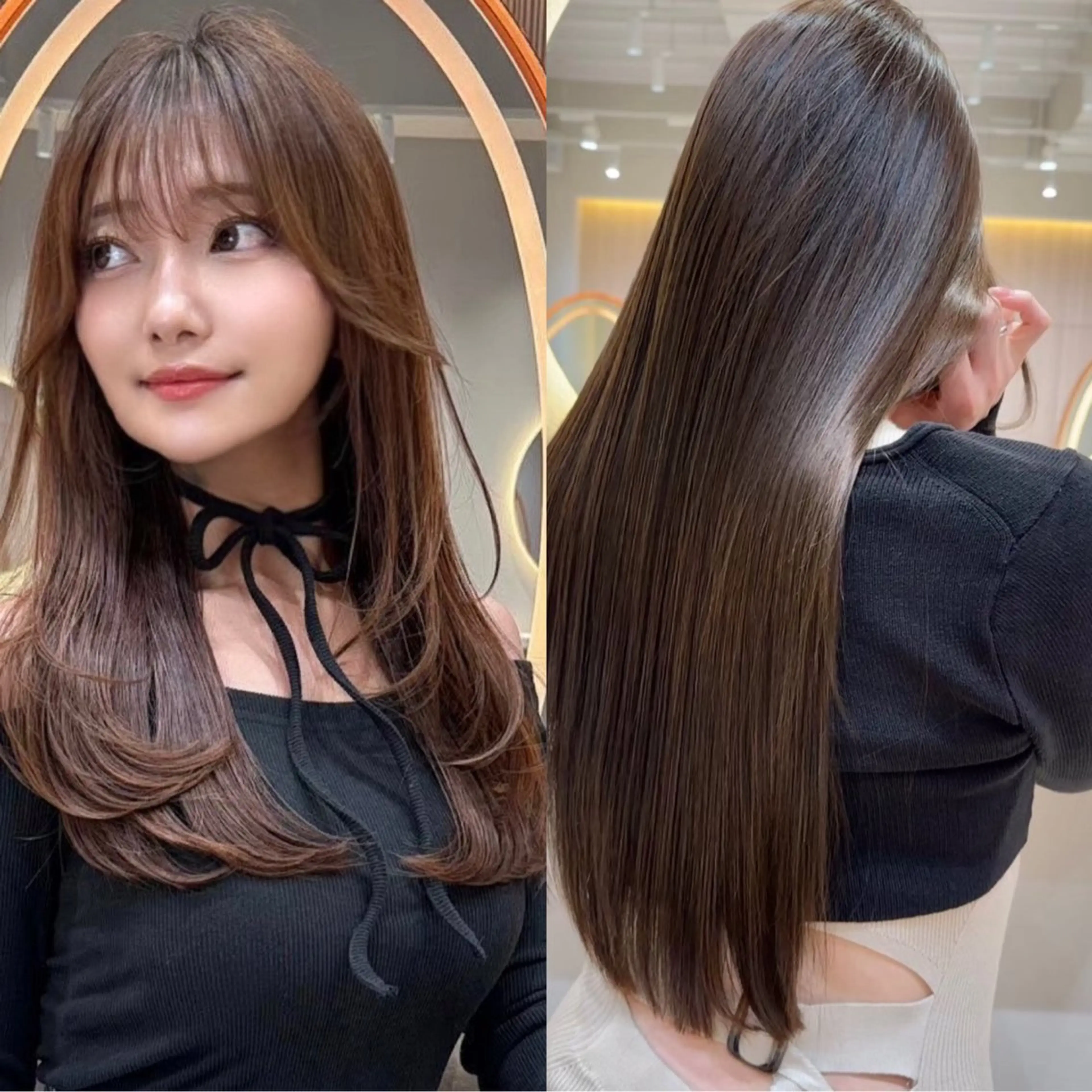 ロング ❤️ブリーチなし💚 ダブルカラー平野実花のヘアスタイル