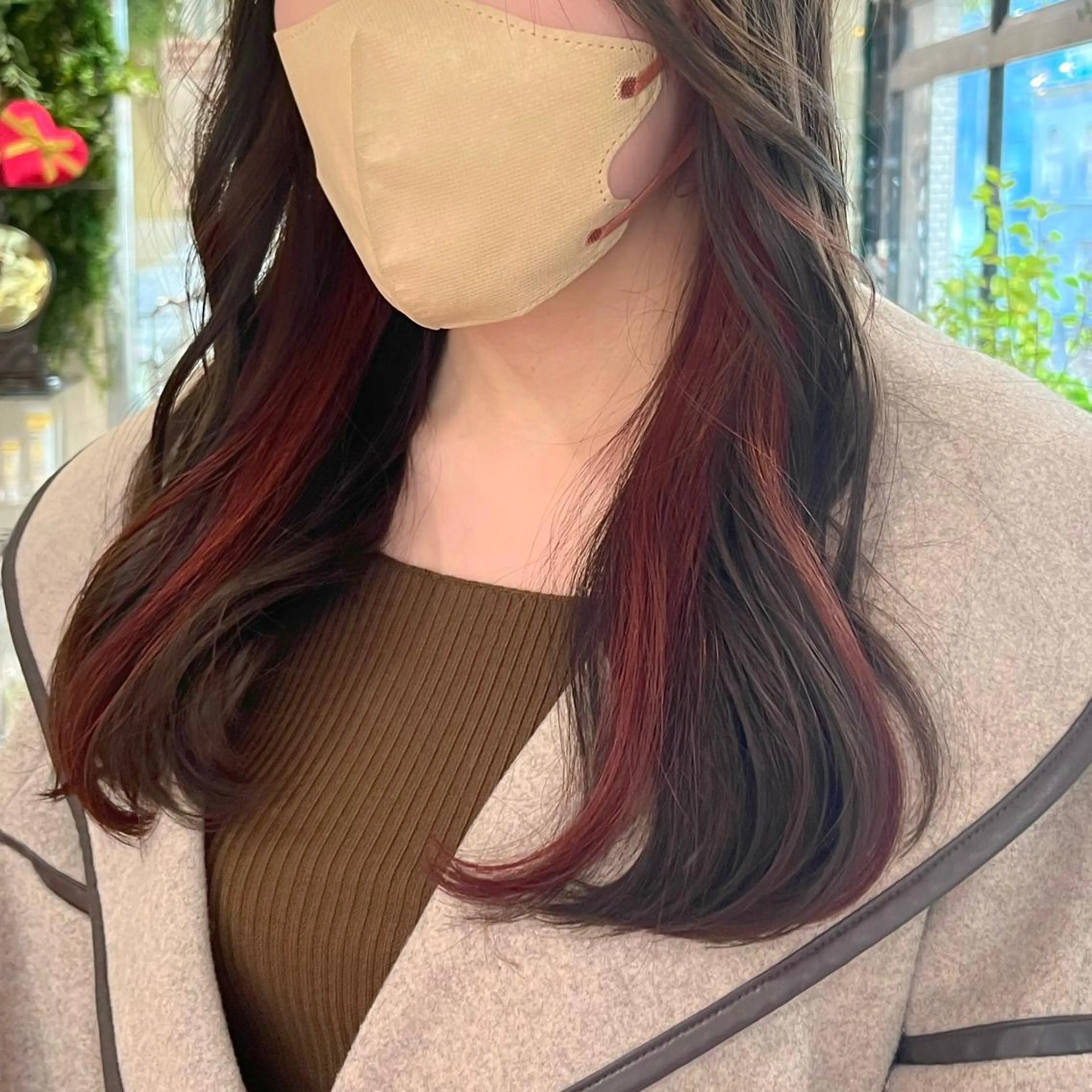 ロング カラー カット ヘアカラー ボブ顔周り 韓国遠藤小雪のヘアスタイル