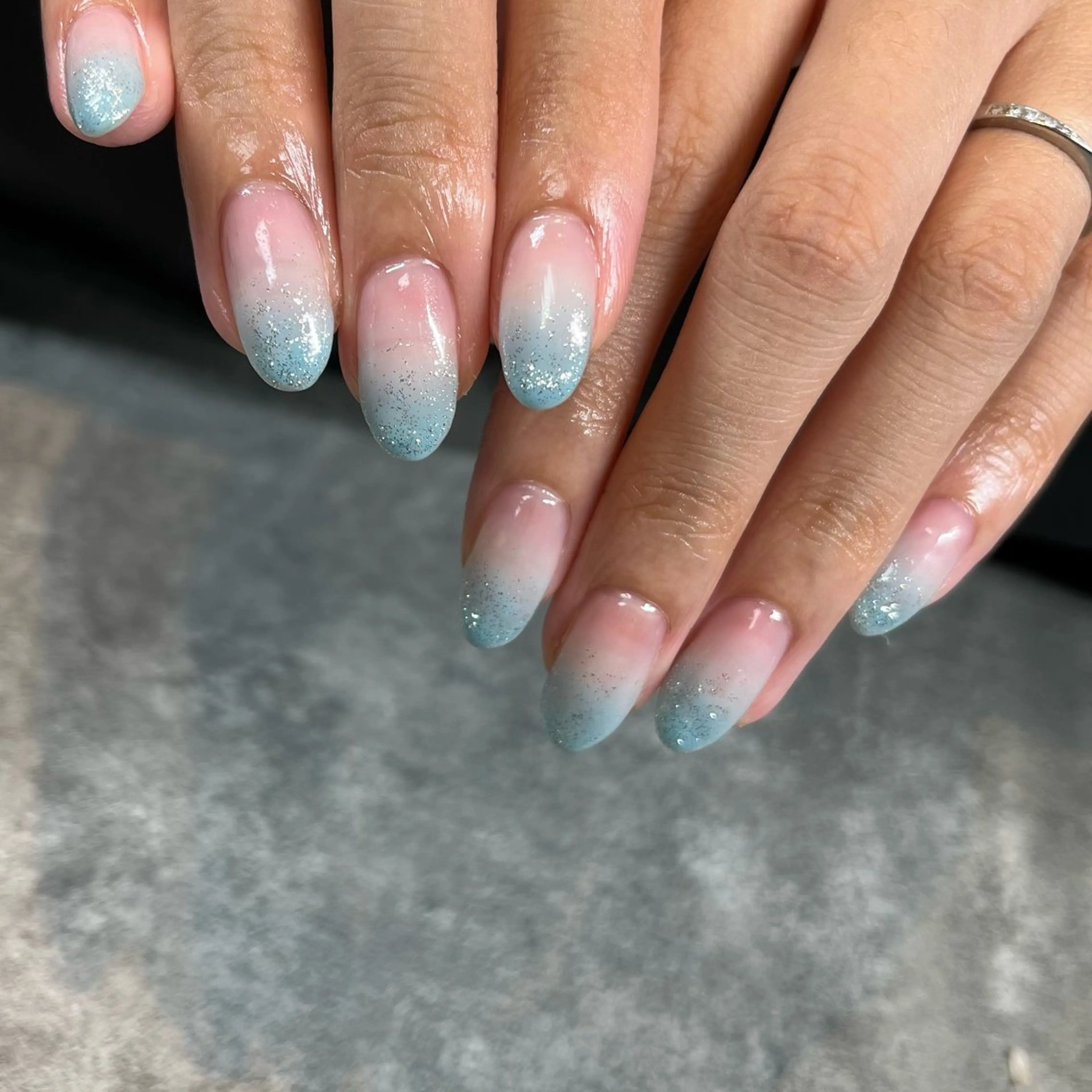 ネイル 桜ネイル フットネイル フレンチネイル ジェルネイル ガラスフレンチ salon akua nail＆リラクのネイルデザイン