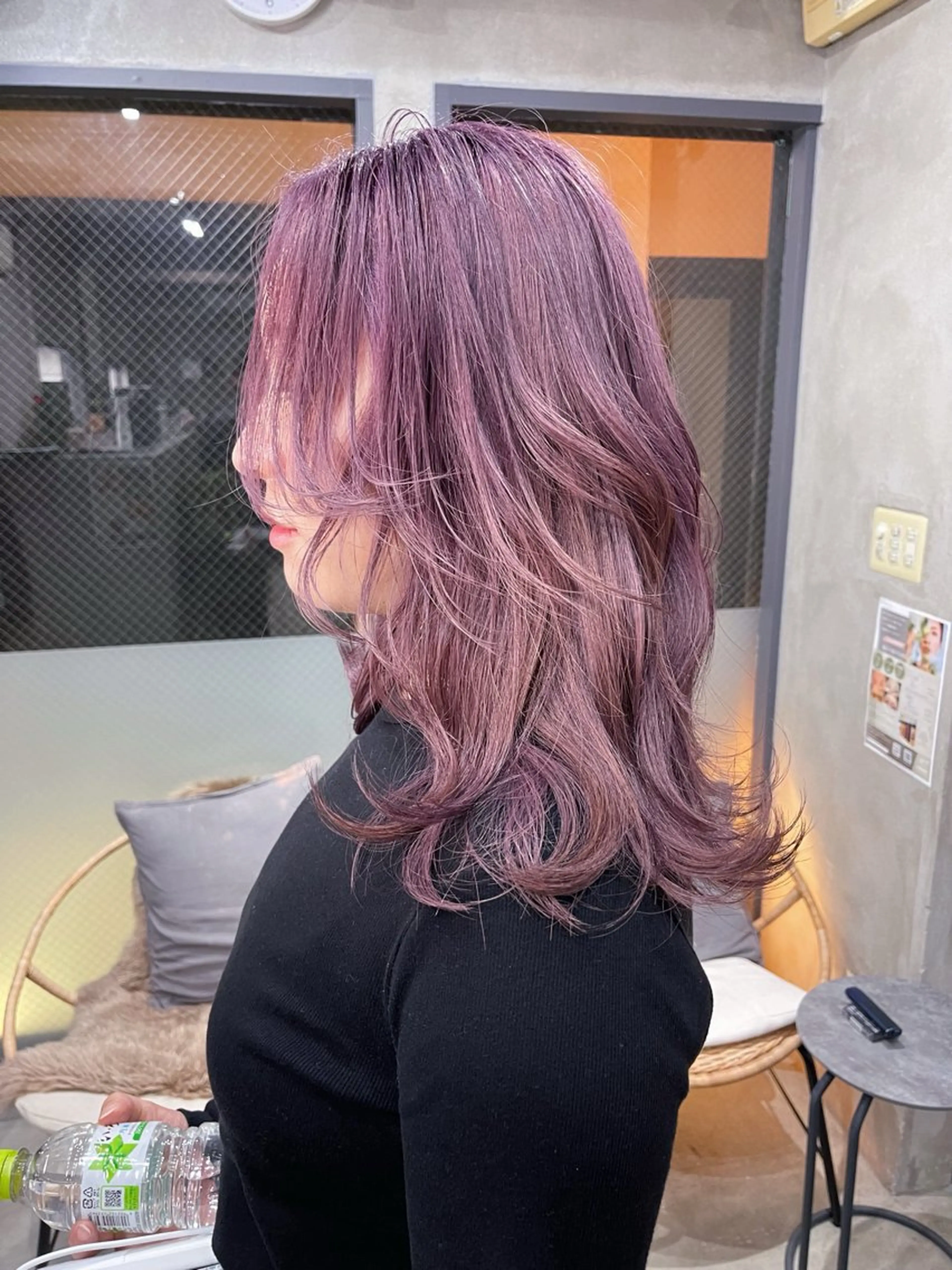 ミディアム カラー ラベンダーカラー ピンクカラー ピンクラベンダー レイヤーカット カット ヘアカラー トリートメント AiM 大名のヘアスタイル