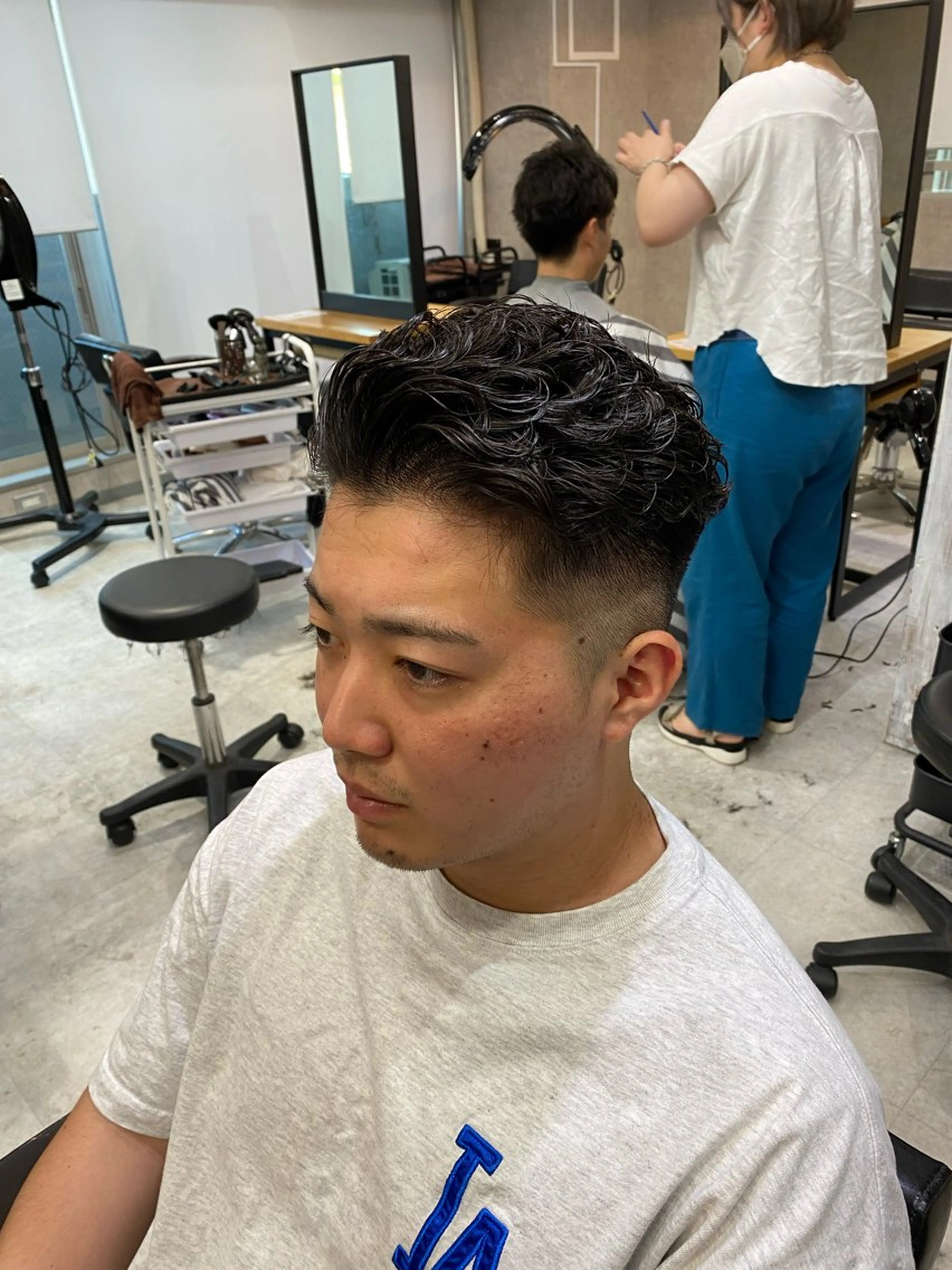 ショート パーマ メンズ フェードカット 七三 カット パーマ 🐉『メンズ美容師』 吉田龍星🐉のヘアスタイル