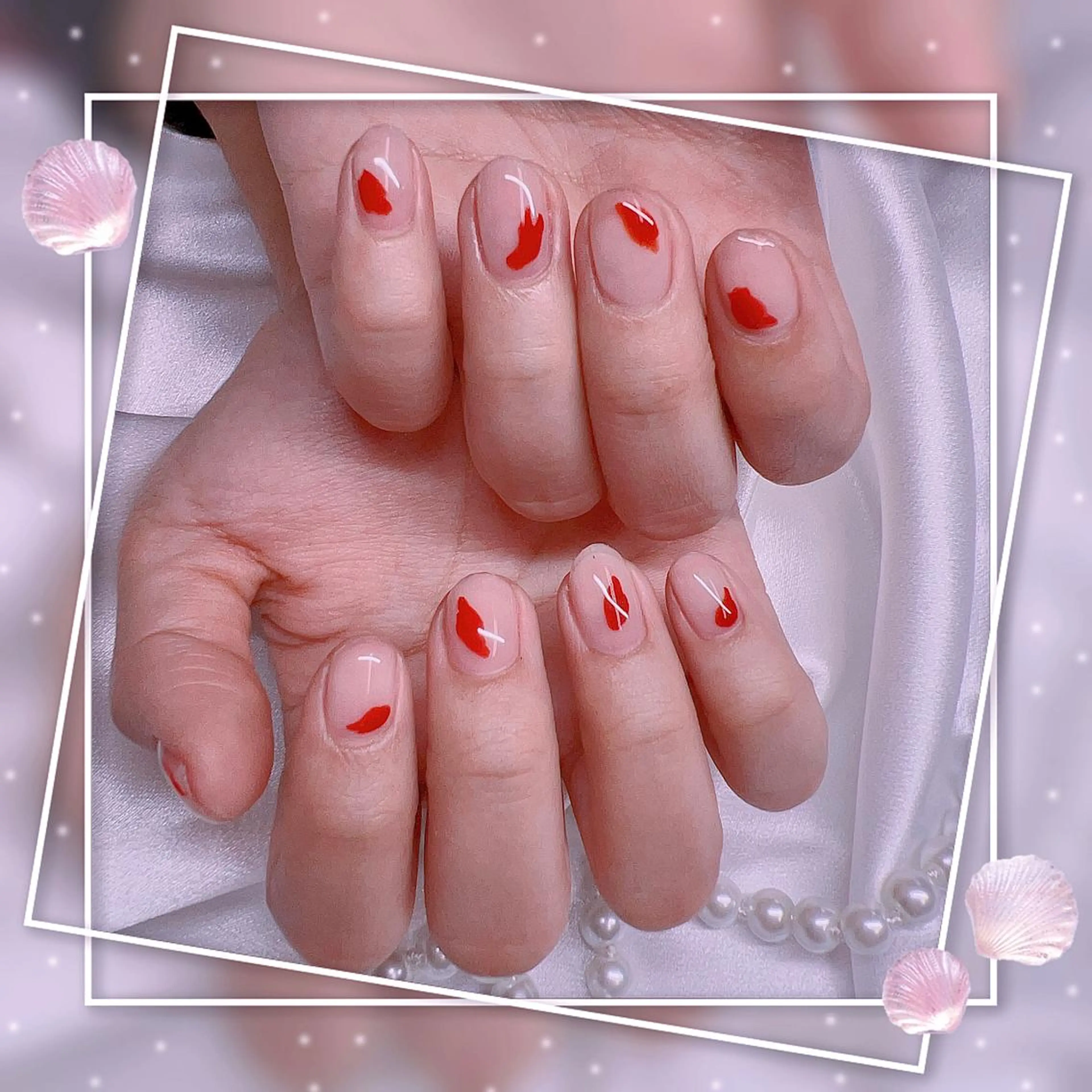 ネイル フレンチネイル キラキラネイル 韓国ネイル マグネットネイル マグネットフレンチ Chill Nailsalonのネイルデザイン