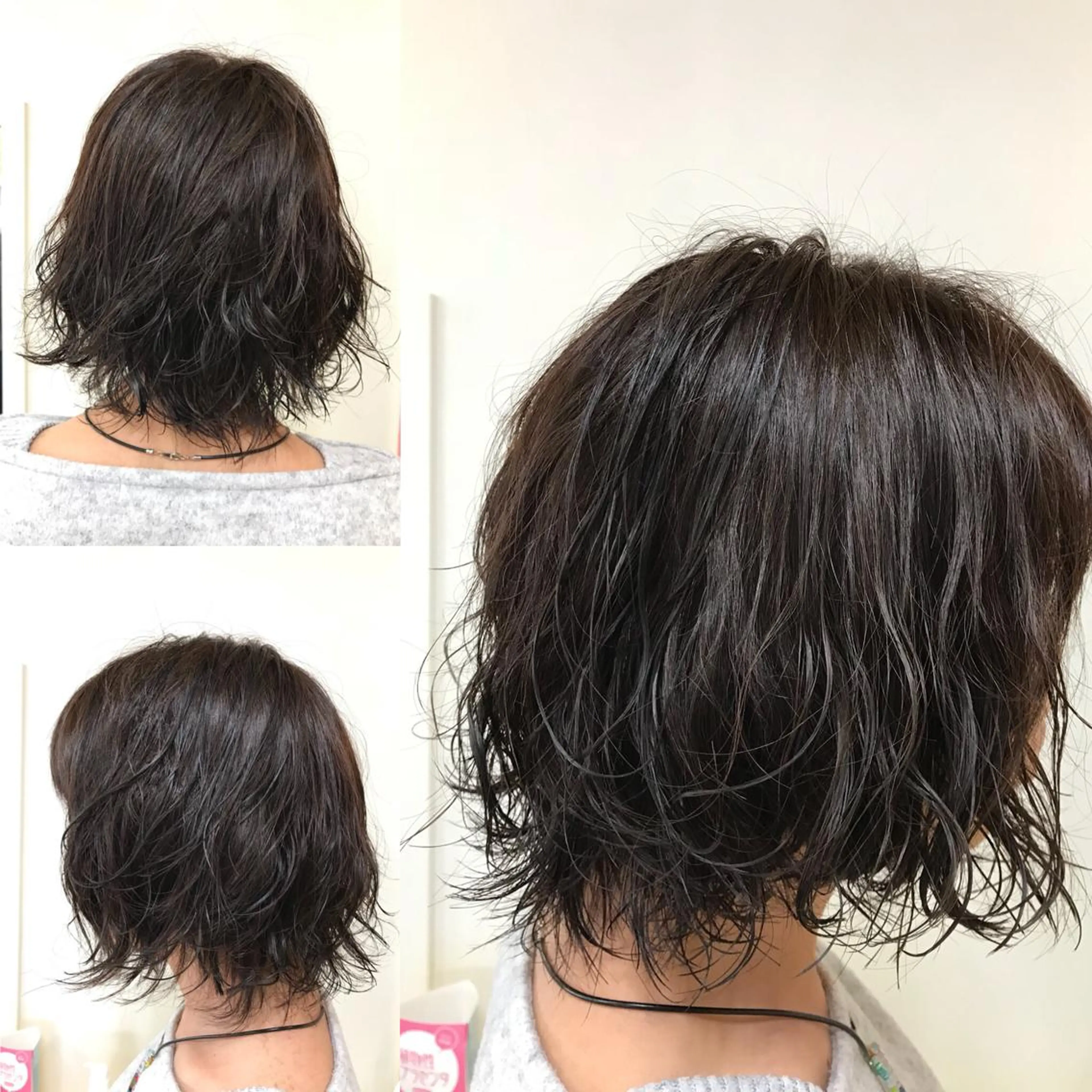 ミディアム カラー パーマ ボブ エアウェーブ カット パーマ トリートメント 横田 尚登のヘアスタイル