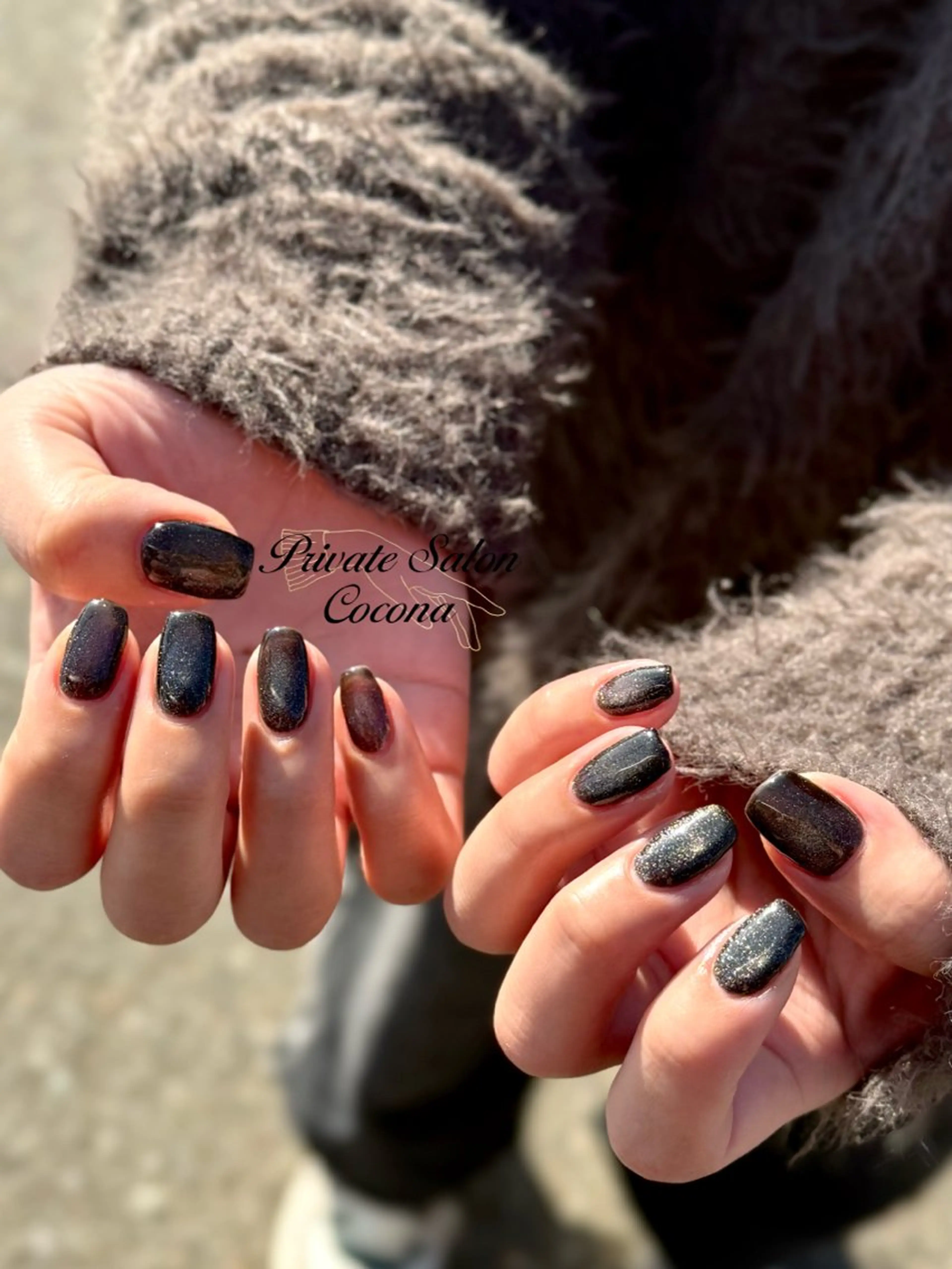 ネイル マグネットネイル マグネットワンカラー ワンカラーネイル ハンドネイル プライベートサロン nailcoconaのネイルデザイン