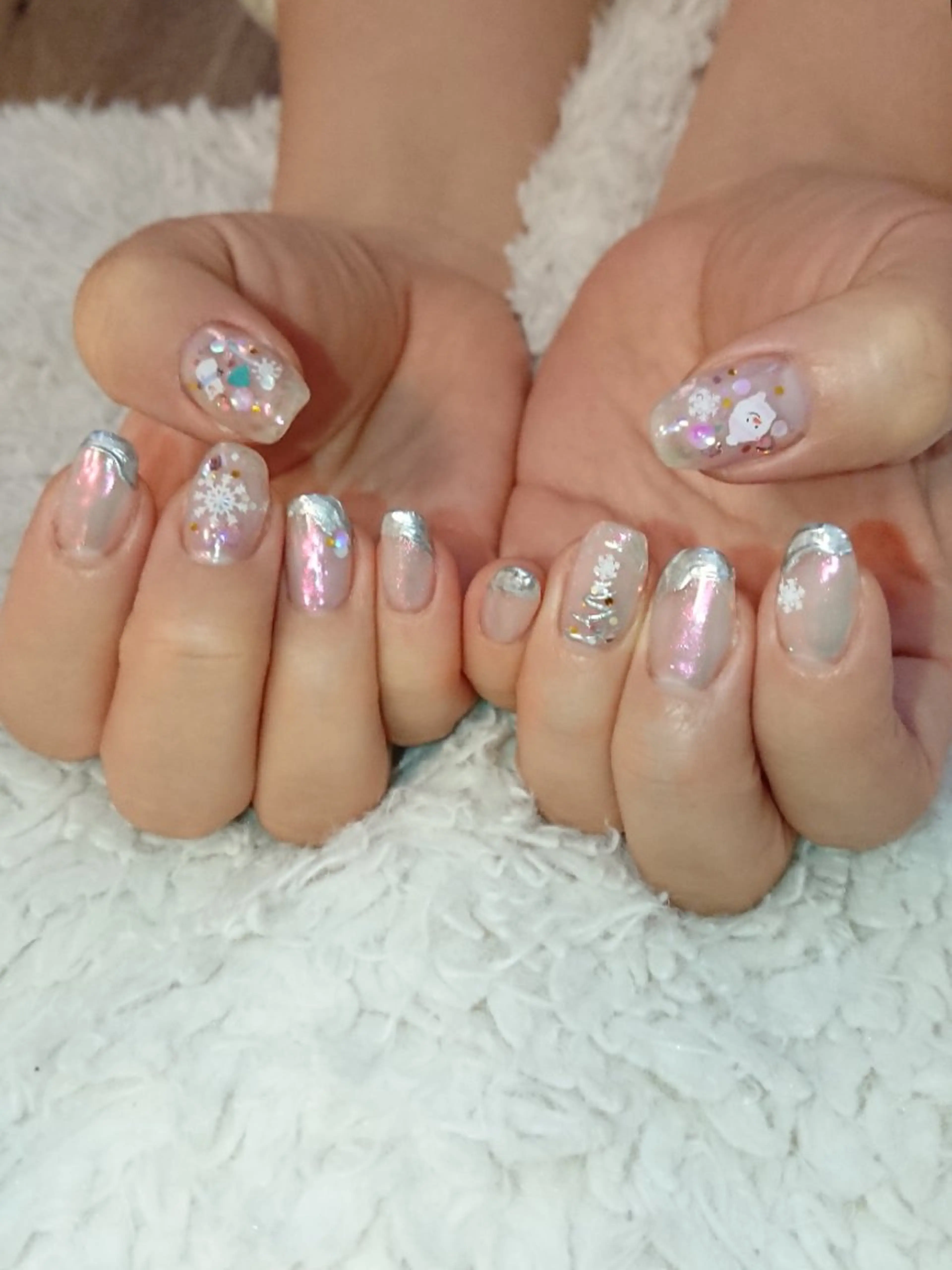 ネイル 冬ネイル クリスマス ハンドネイル shellnail さなえのネイルデザイン