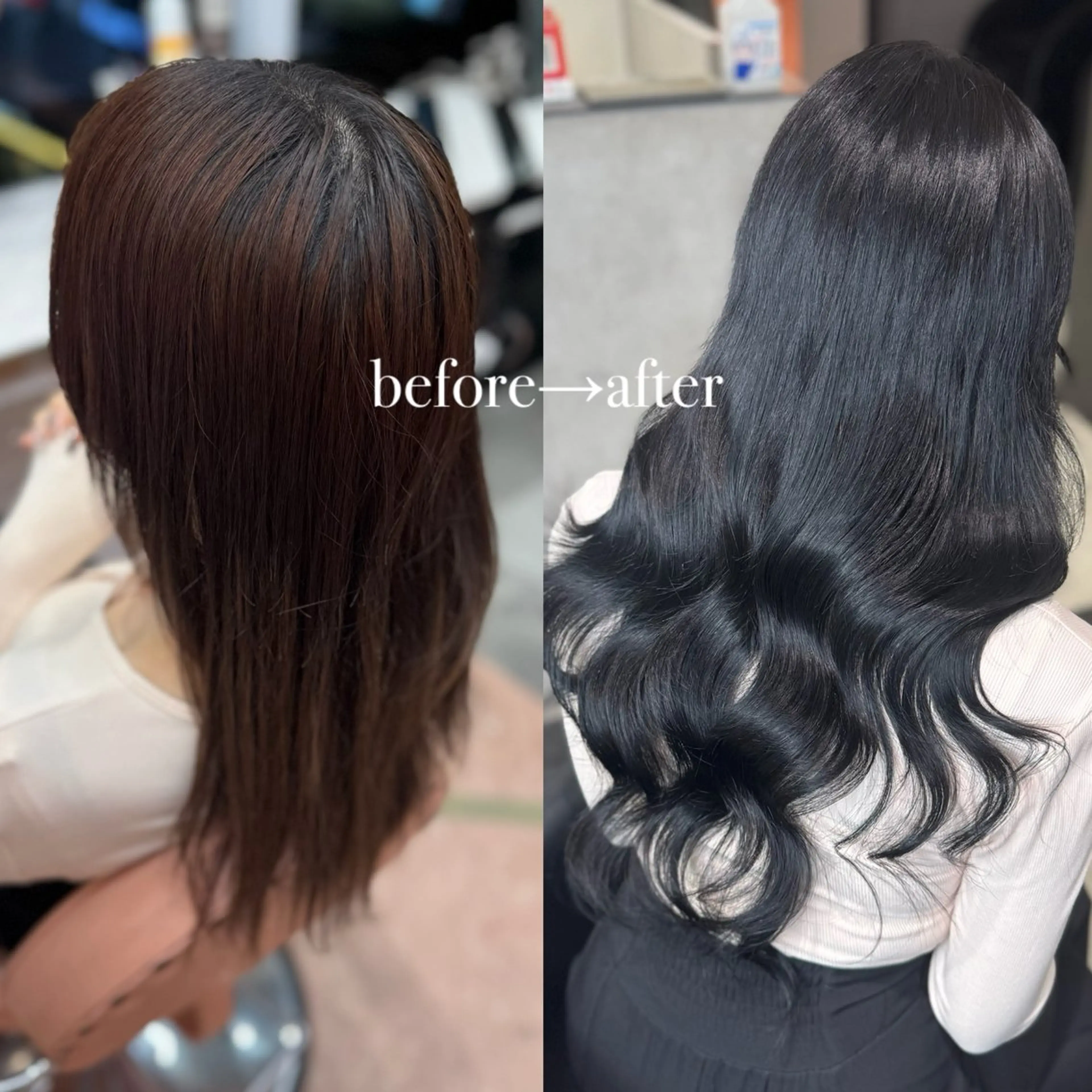 ロング カラー 黒髪 エクステ ロング ヘアカラー エクステ 🫧offwhite RISAKO🫧のヘアスタイル