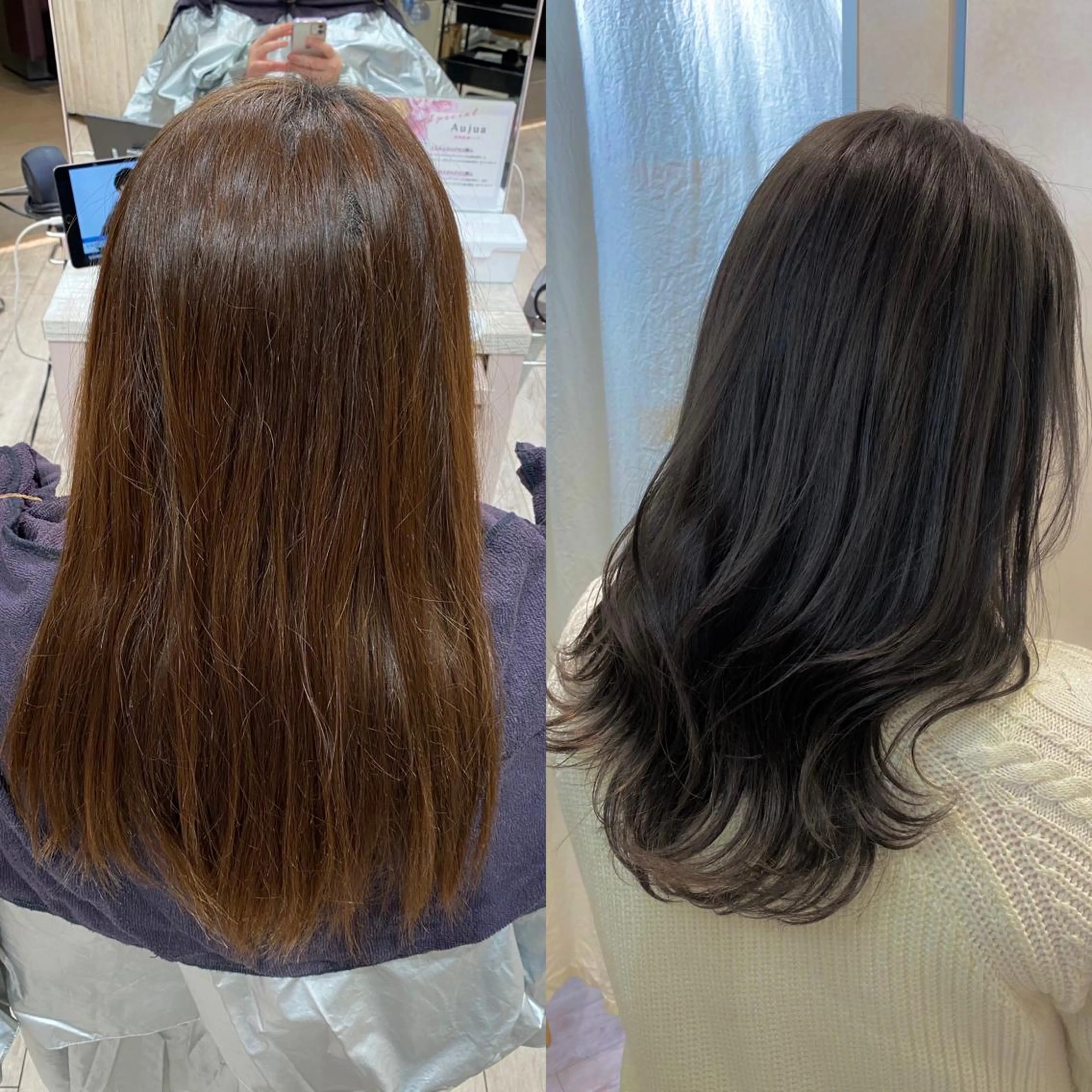 セミロング カラー ヘアカラー トリートメント 透明感🫧 佐藤歩夢のヘアスタイル