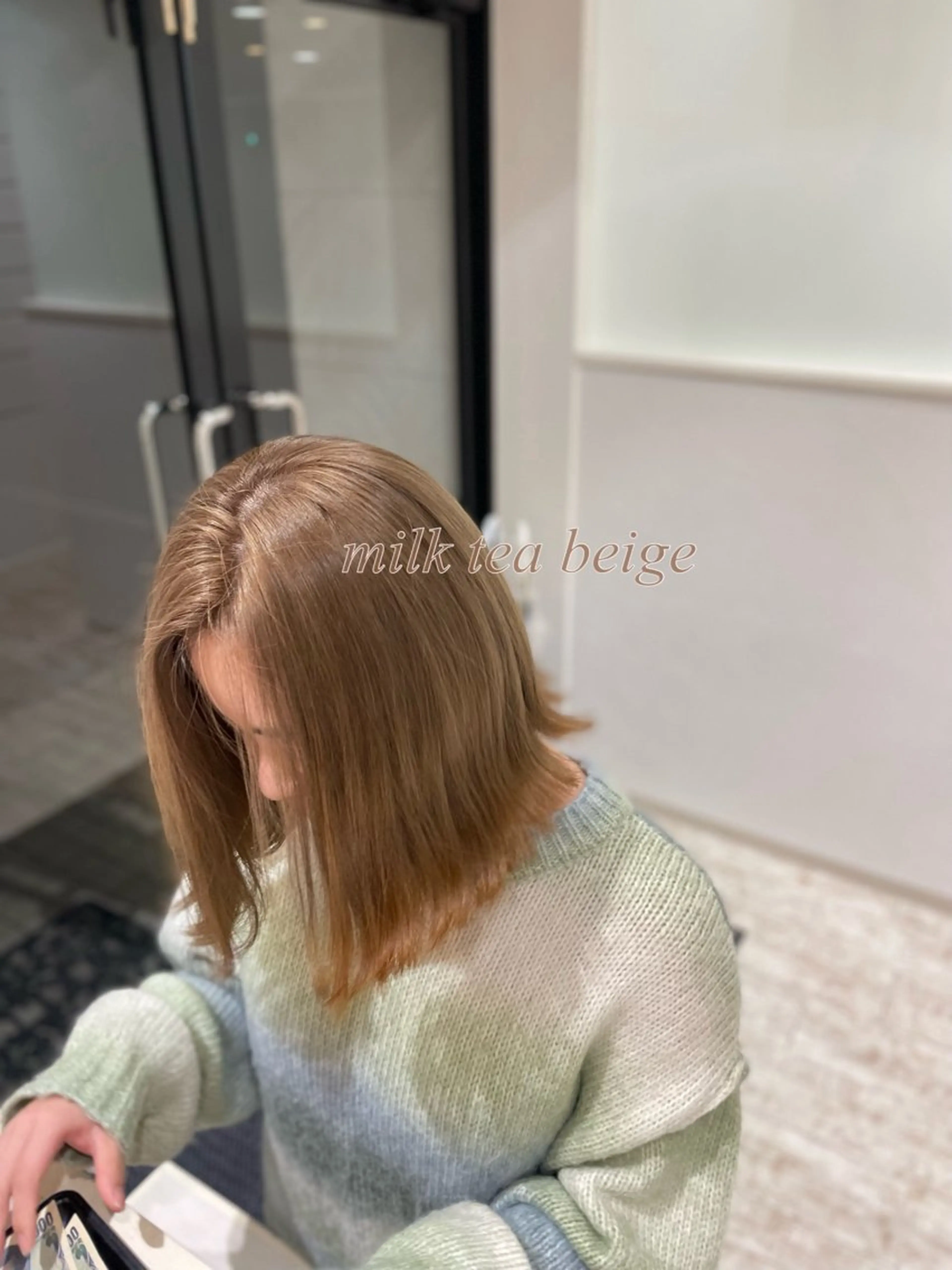 カラー ベージュカラー ブリーチ ミルクティーベージュ ボブ/艶髪 soleilrukaのヘアスタイル