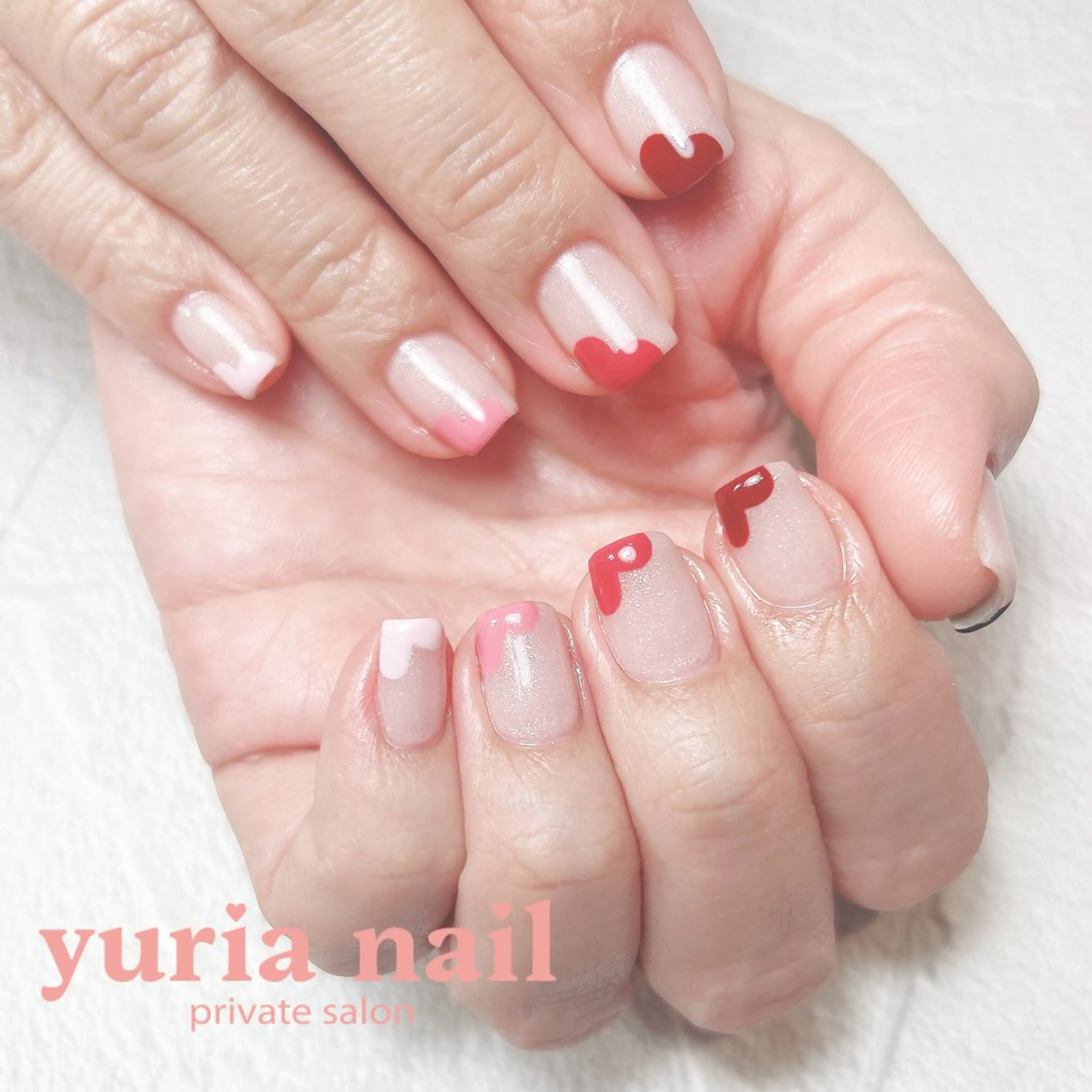 ネイル ジェルネイル ハート 持ち込み ハンドネイル 小林 ゆりあのネイルデザイン