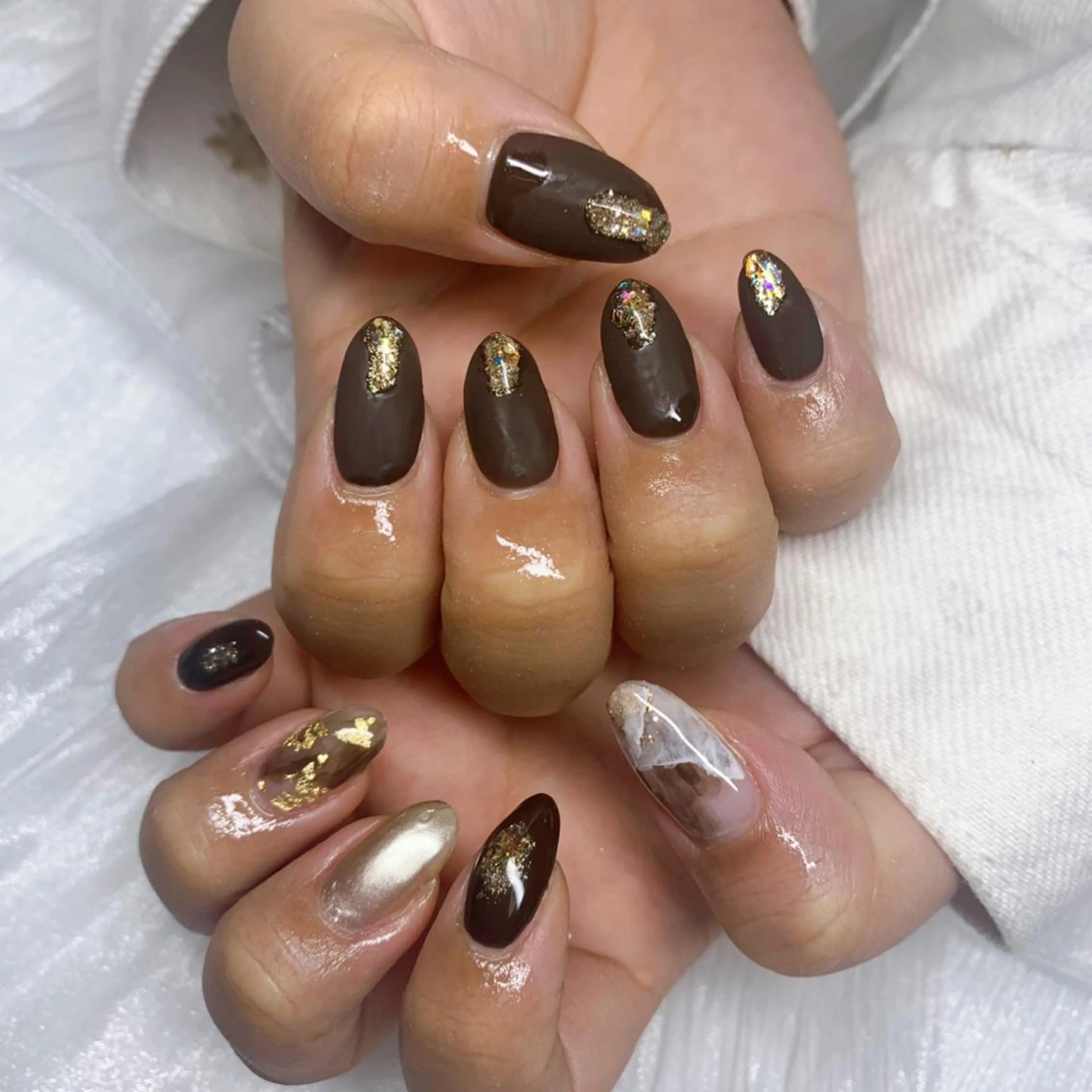 ネイル ブラウン ジェルネイル 韓国ネイル ニュアンスネイル スカルプネイル ハンドネイル 横浜駅近❣️ Nail💅のネイルデザイン