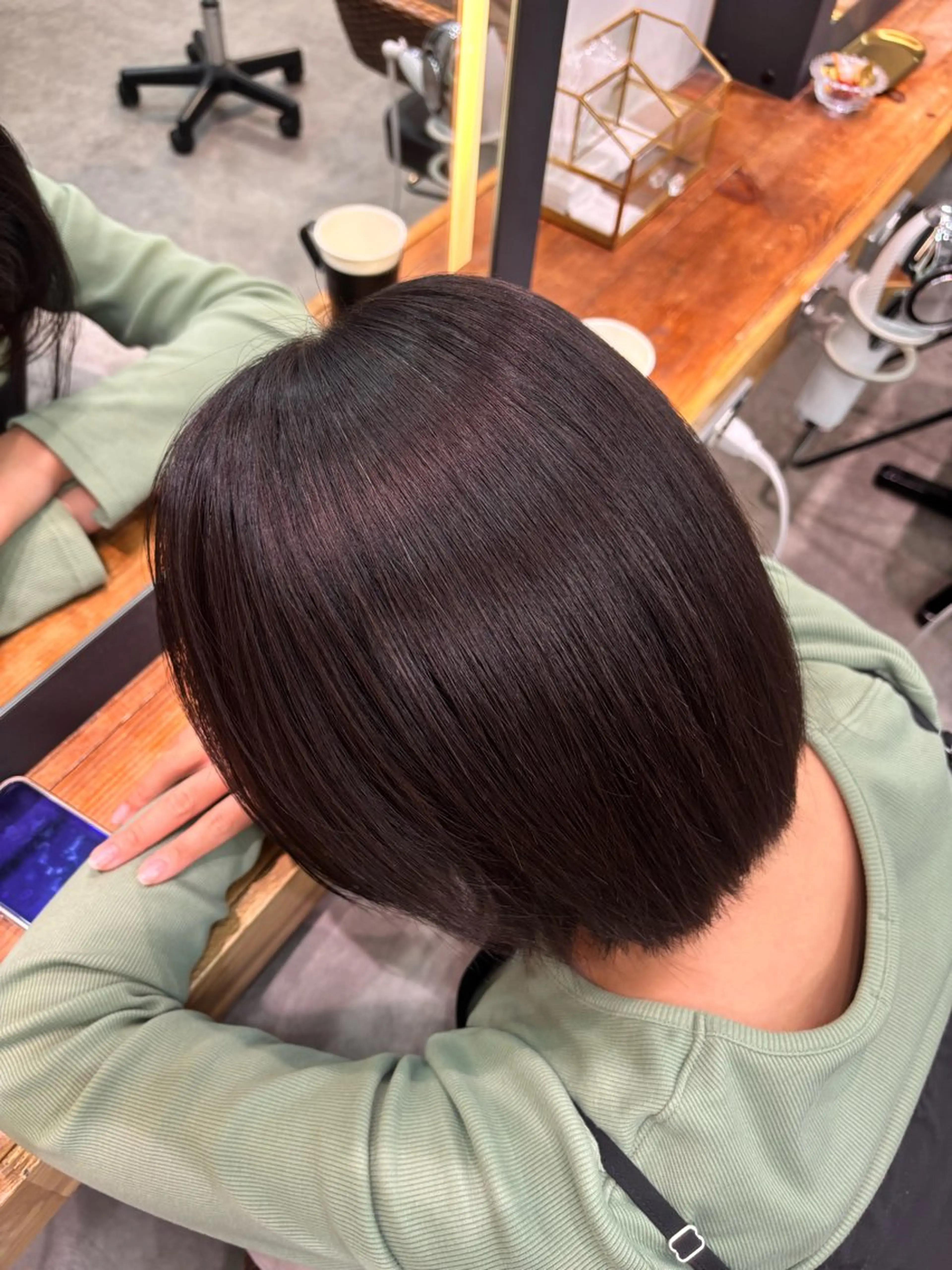 ミディアム 髪質改善 縮毛矯正 似合う赤み消しカラー ＊こうき［恵比寿］のヘアスタイル