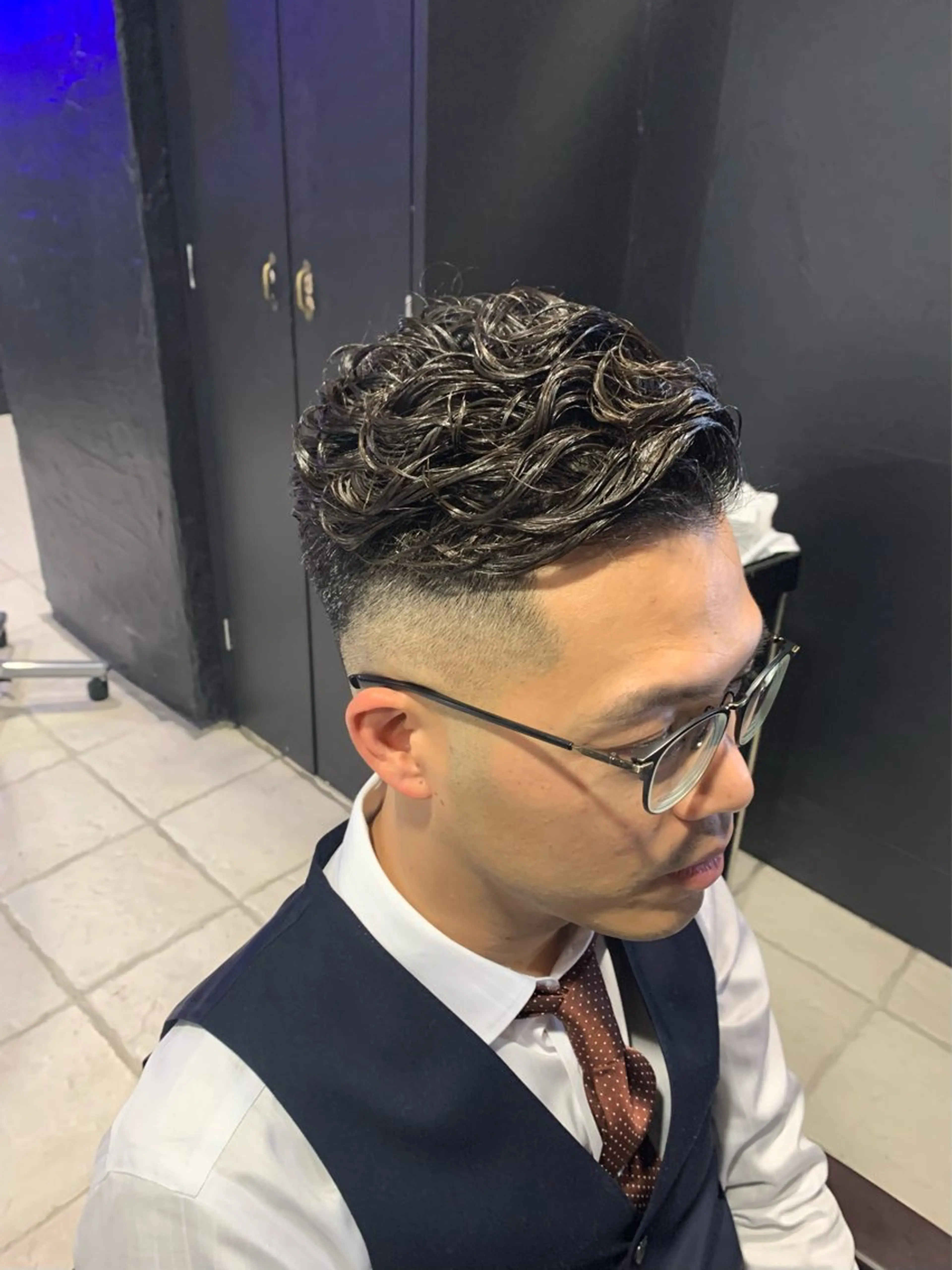 ショート メンズ メンズパーマ カット パーマ ヘアセット メンズパーマ/難波/ 心斎橋　室園亮佑のヘアスタイル