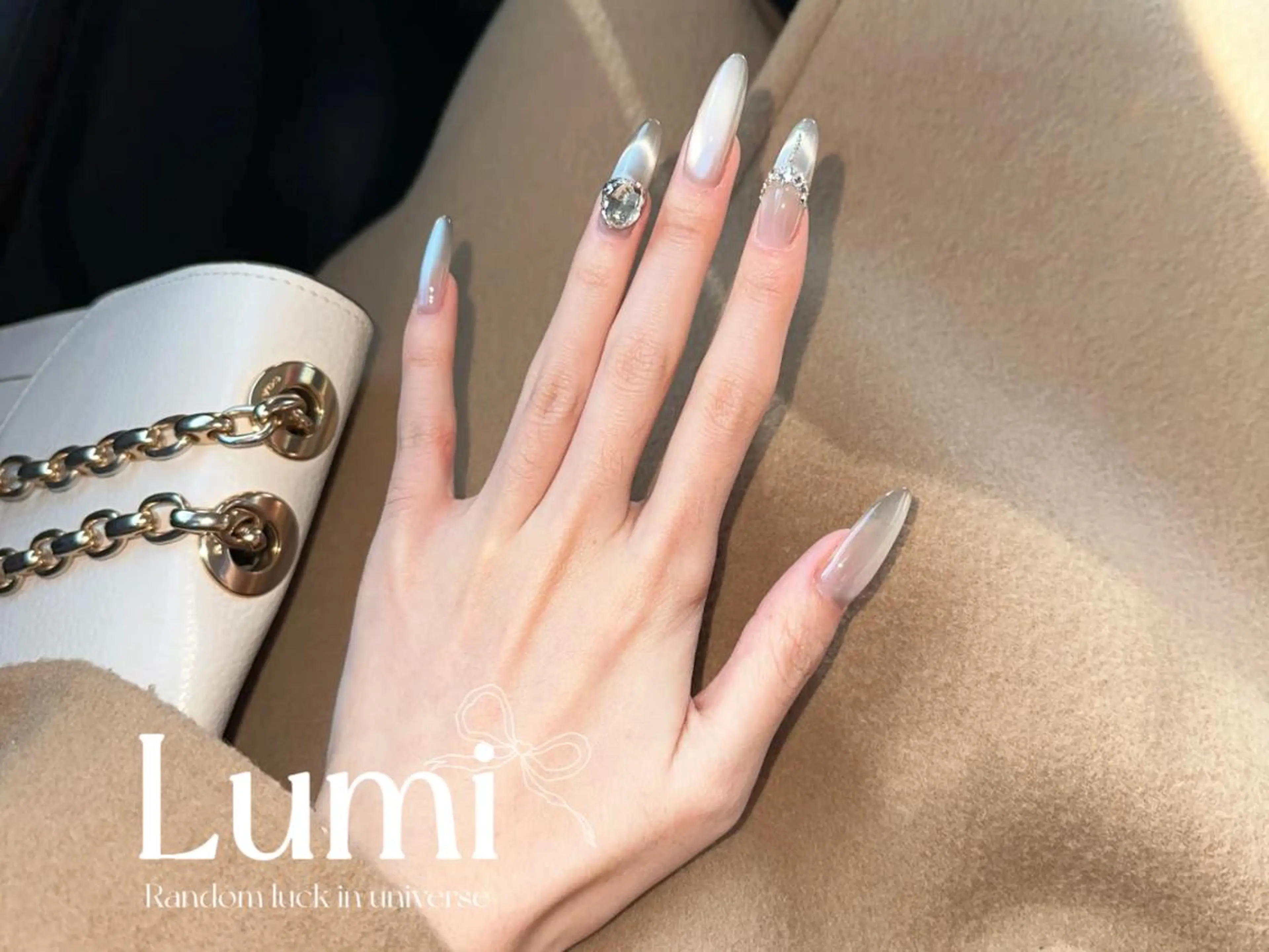 ネイル ツイードネイル 冬ネイル クリスマス 神崎 理沙のネイルデザイン