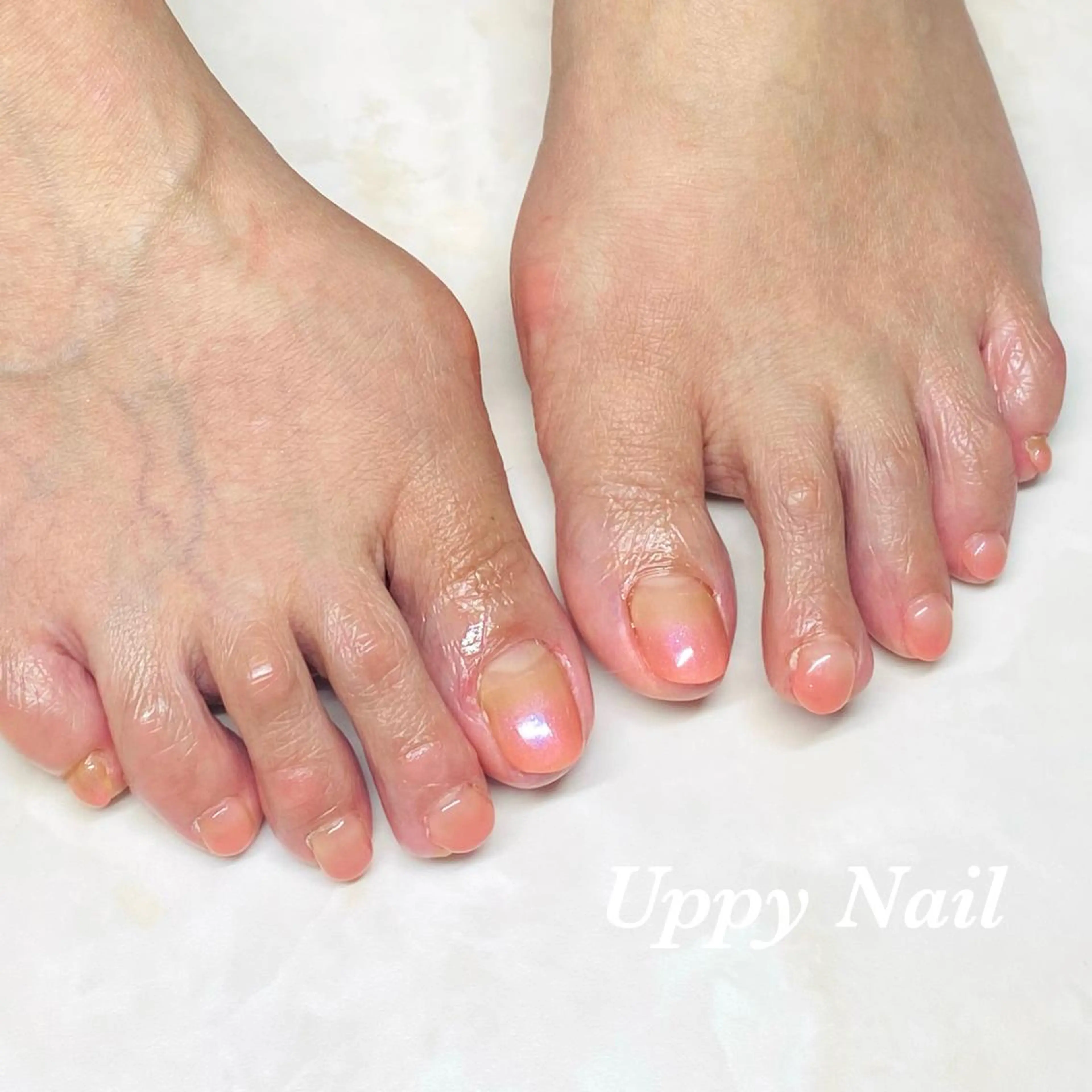 ネイル フットネイル グラデーション ラメ(グリッター) ピンク フットネイル Uppy Nail ukyoのネイルデザイン