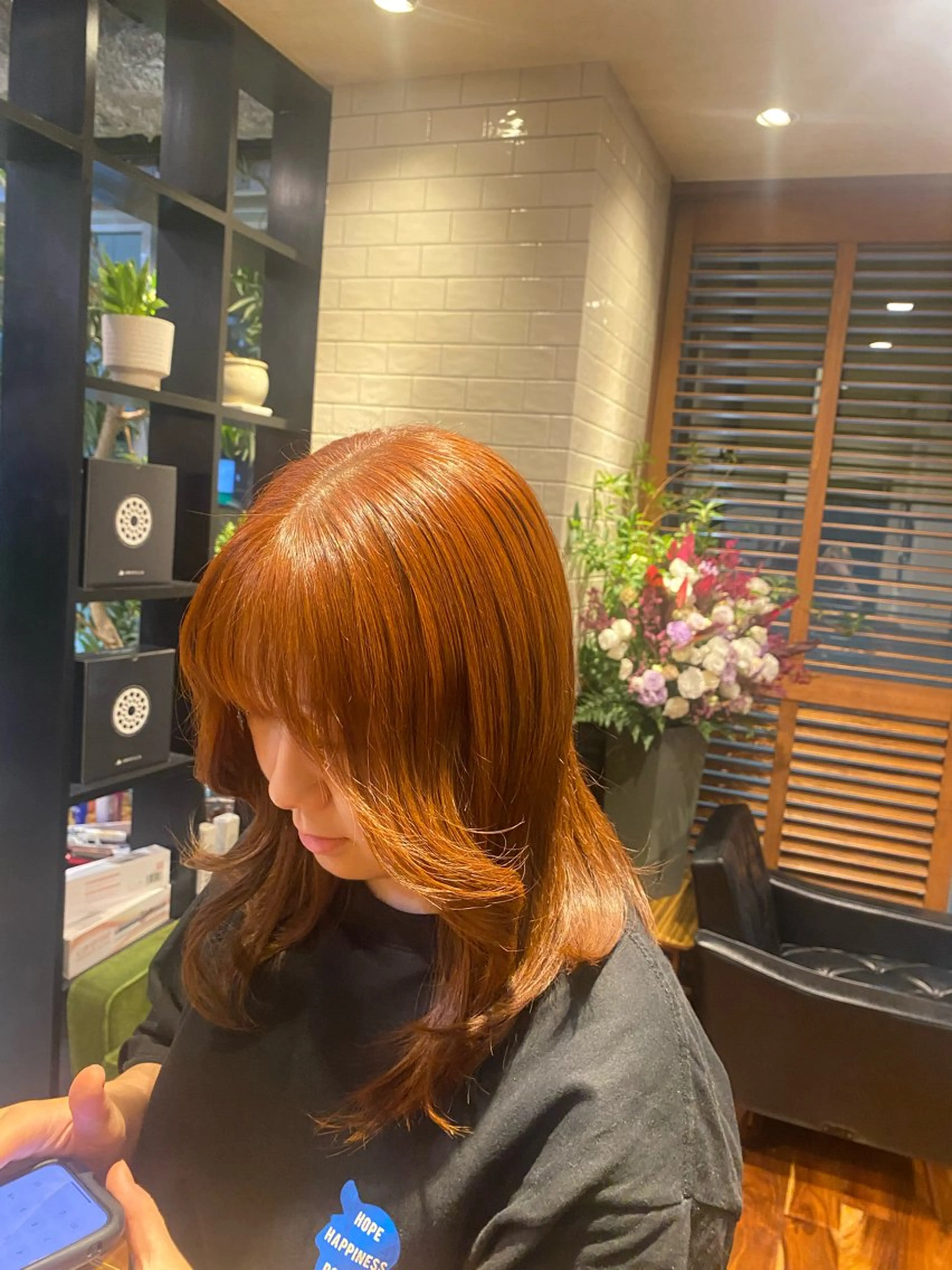 セミロング カラー ブリーチ ダブルカラー ブリーチなしカラー オレンジ メンズカット募集中☆ もえぴ☆*:.｡.のヘアスタイル