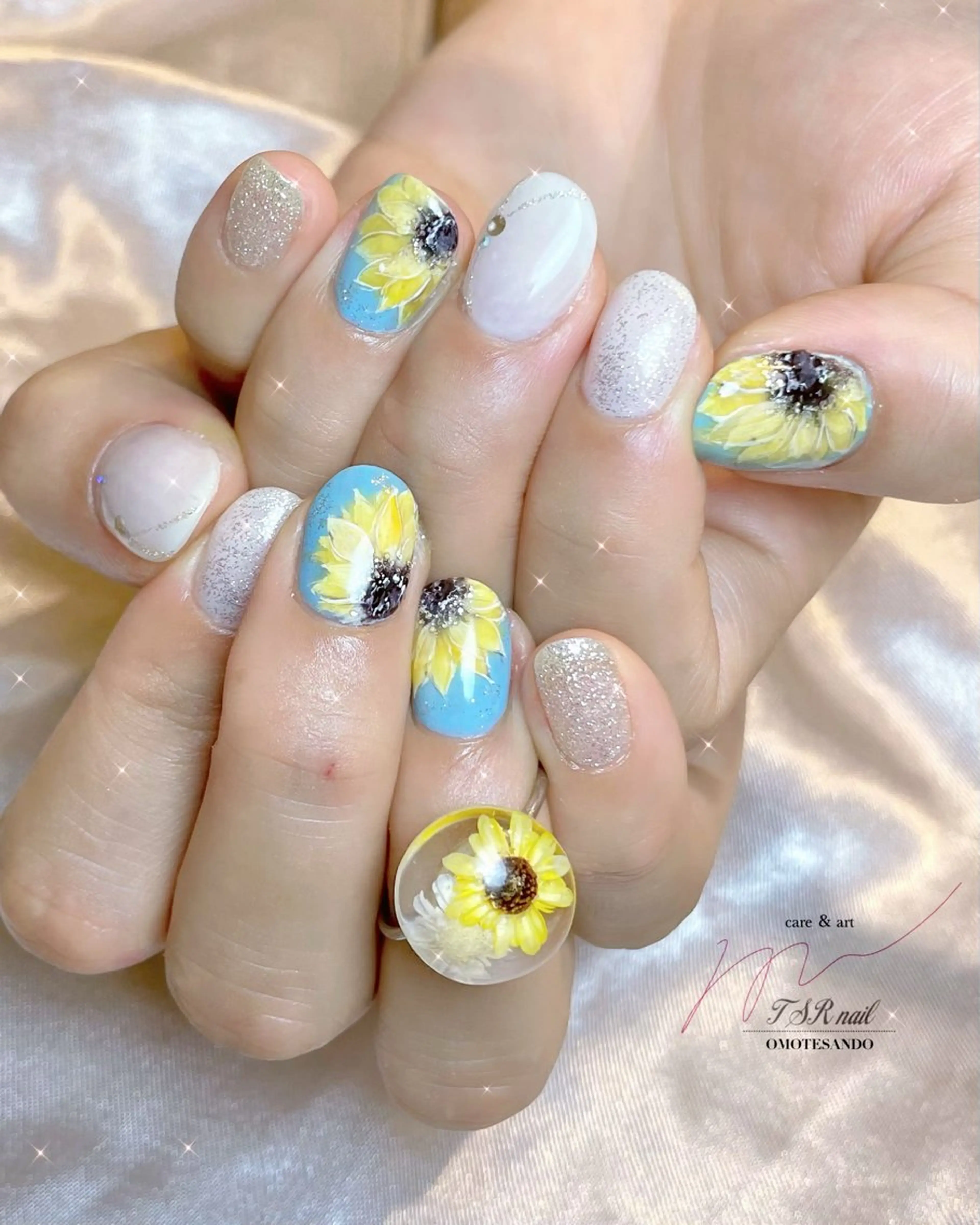 ネイル 夏ネイル ホワイト ハンドネイル ハンドケア 爪咲 りり花のネイルデザイン