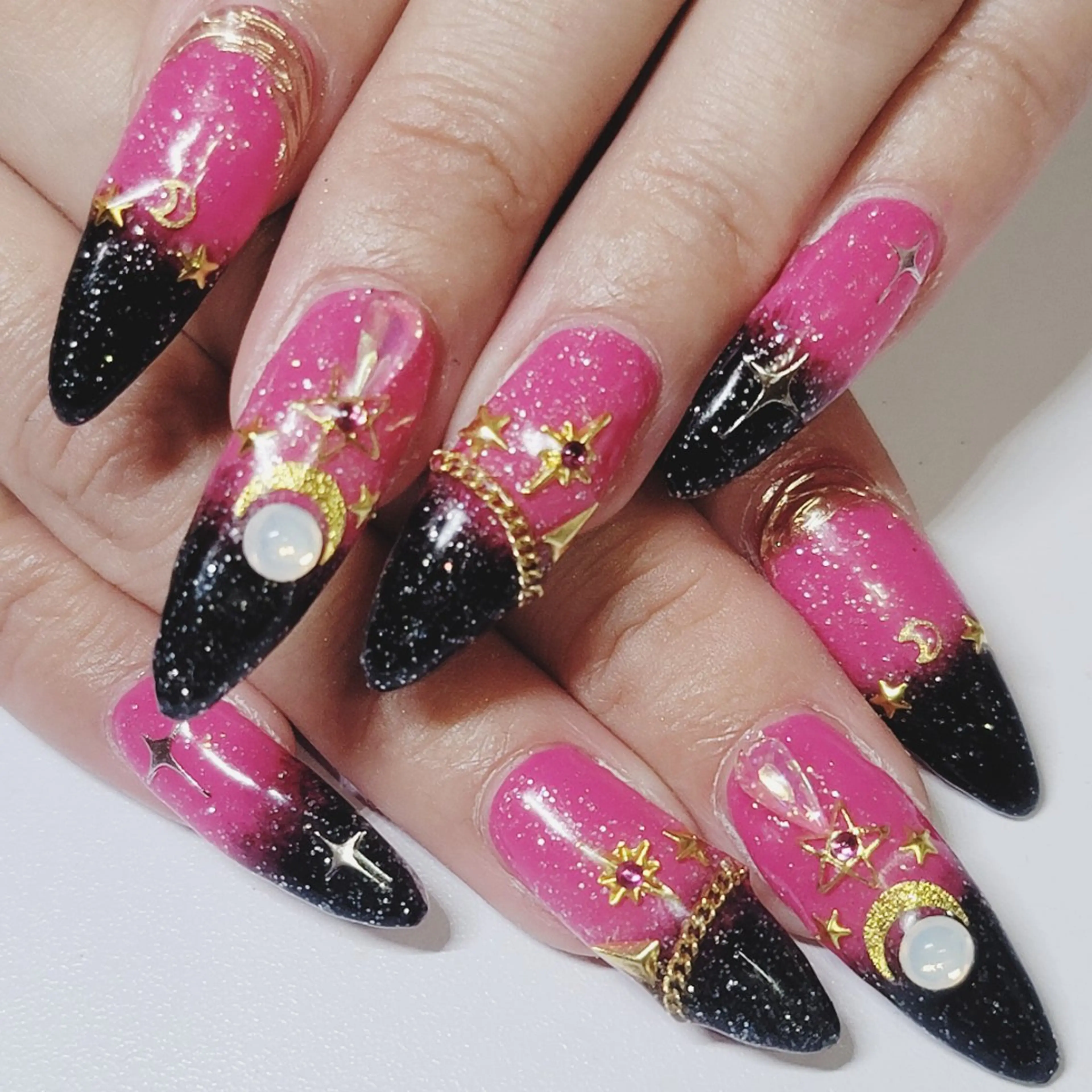 ネイル クリアネイル グラデーション ラメ(グリッター) ピンク ハンドネイル よしだ ひろきのネイルデザイン