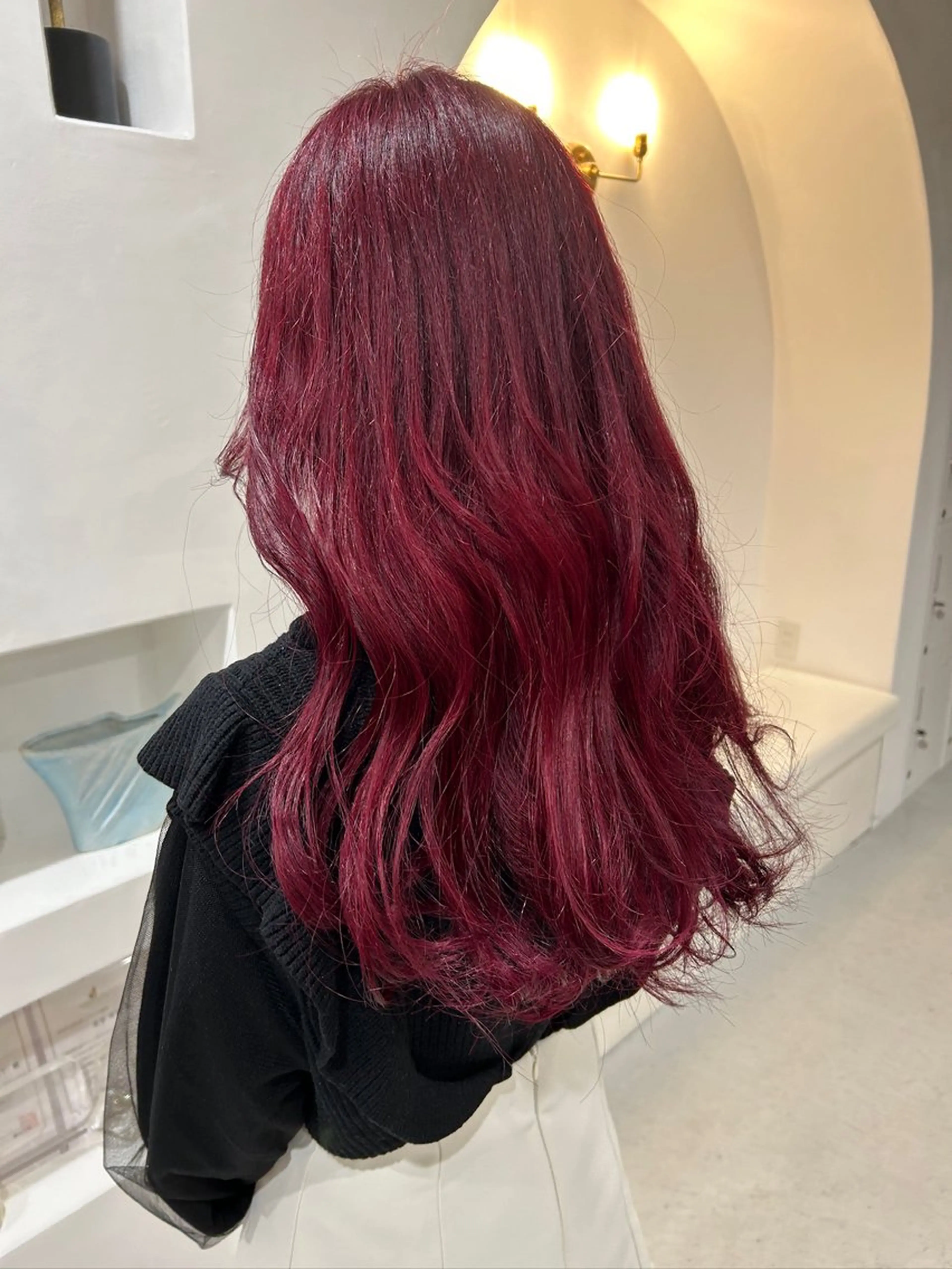 ロング カラー レッドカラー 纐纈 大和のヘアスタイル