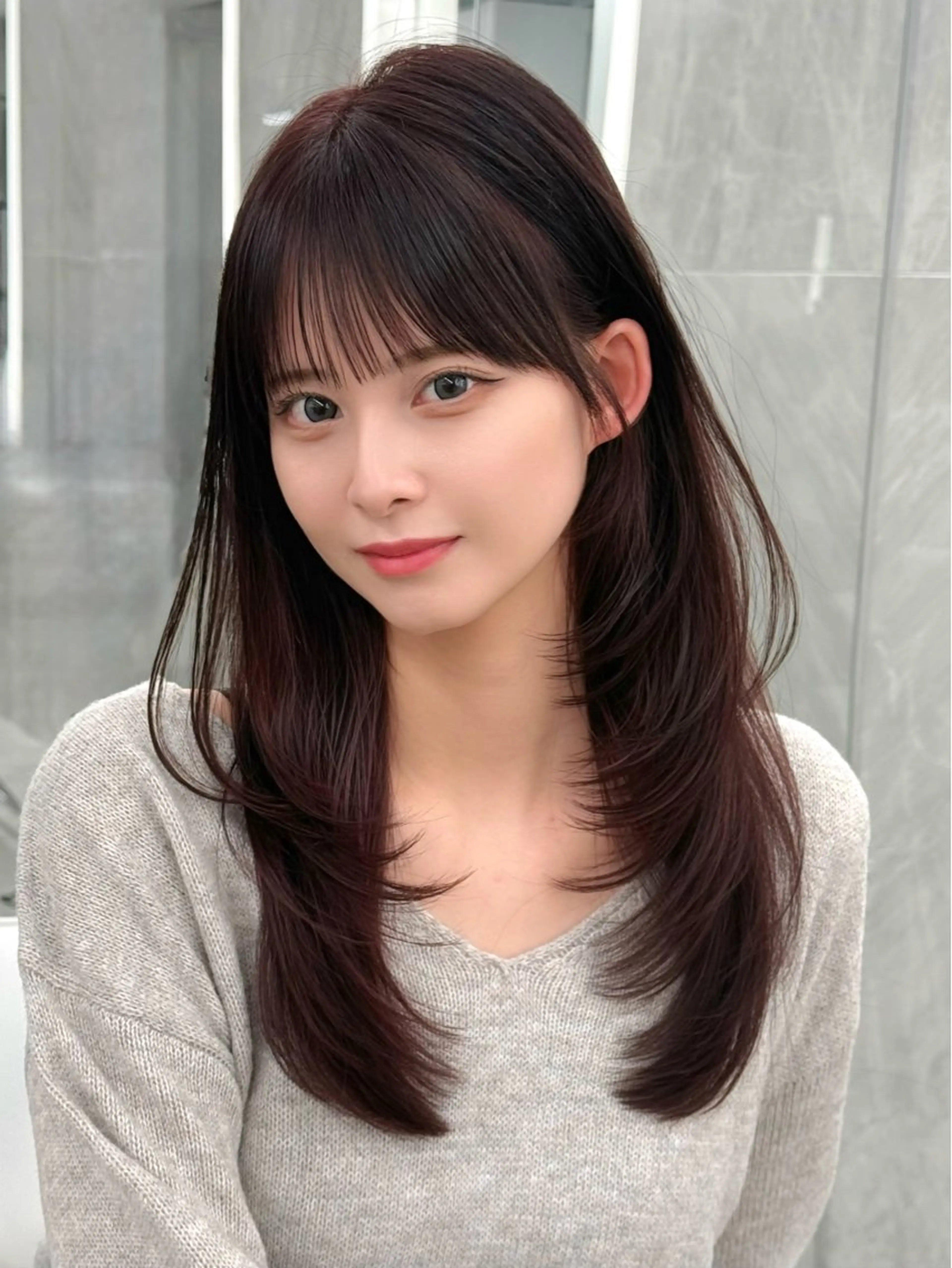 セミロング カラー カット ヘアカラー トリートメント MAEUL luna所属・前髪顔周り/レイヤー 韓国/桔川恒のヘアスタイル