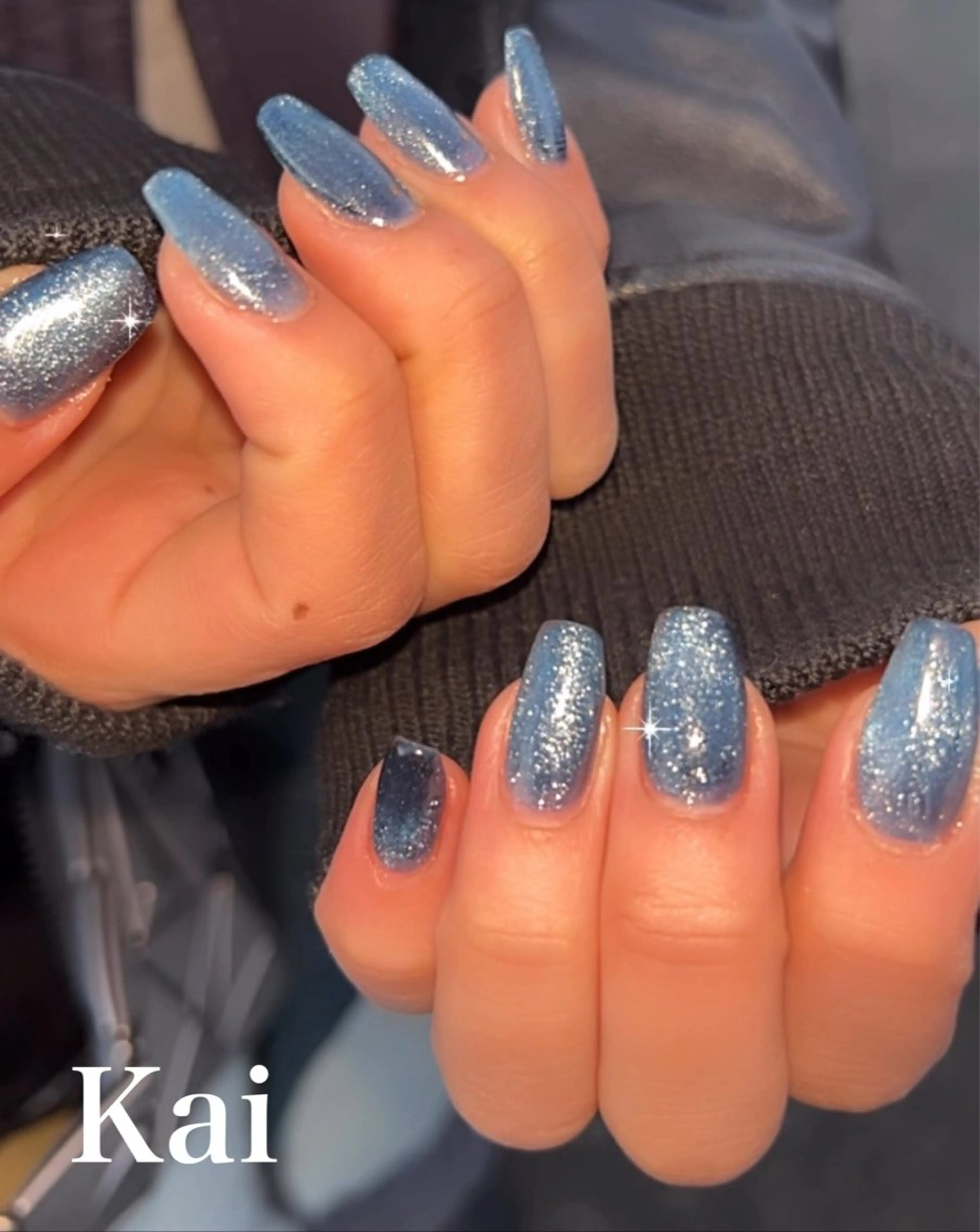 ネイル 成人式 マグネットネイル ネイビー 冬ネイル ハンドネイル Kai  nail Mayukoのネイルデザイン